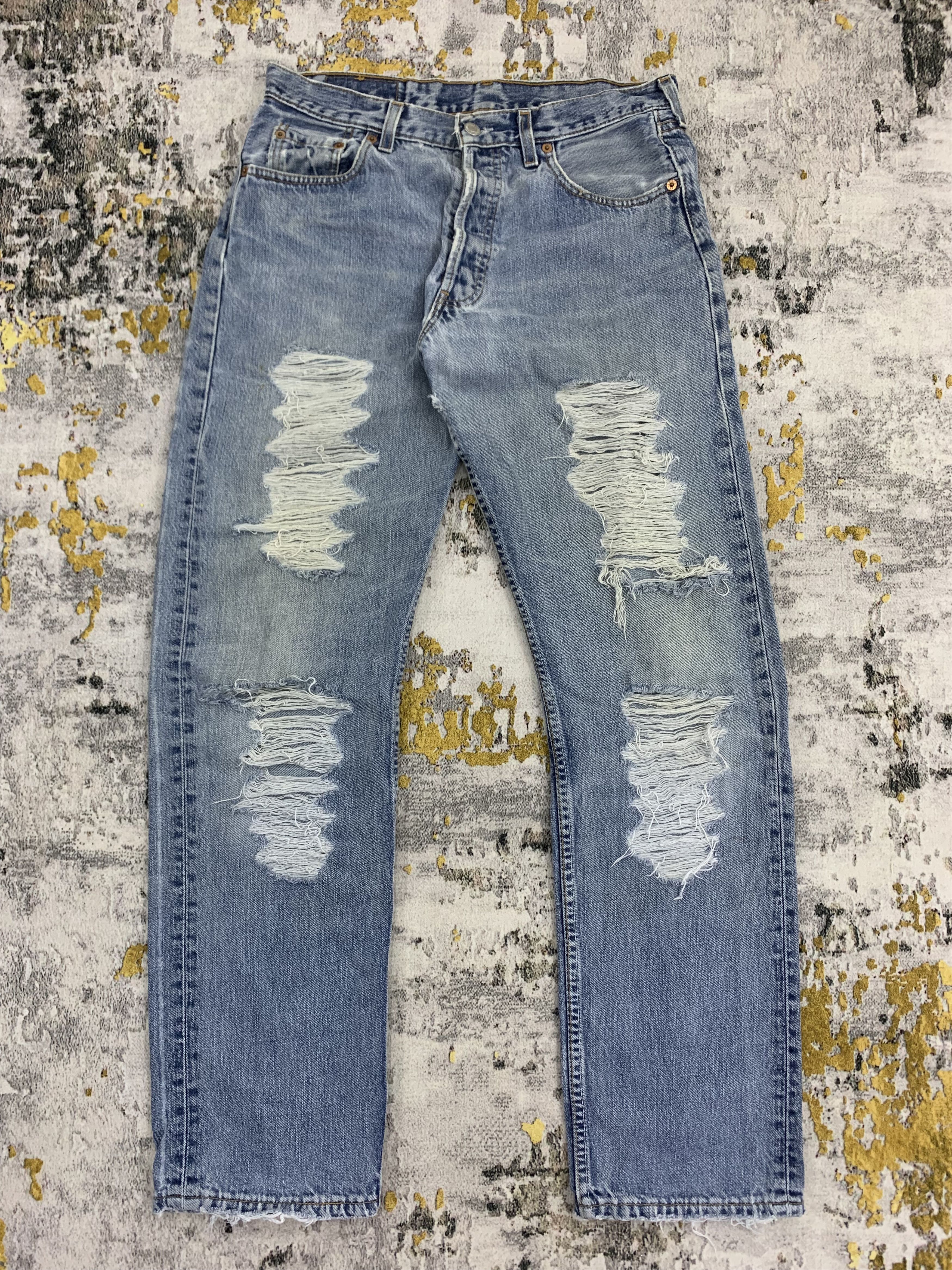 Levi's Vintage Levi's 517 Blue Denim Distressed Pants Size US 31 - 1 Thumbnail