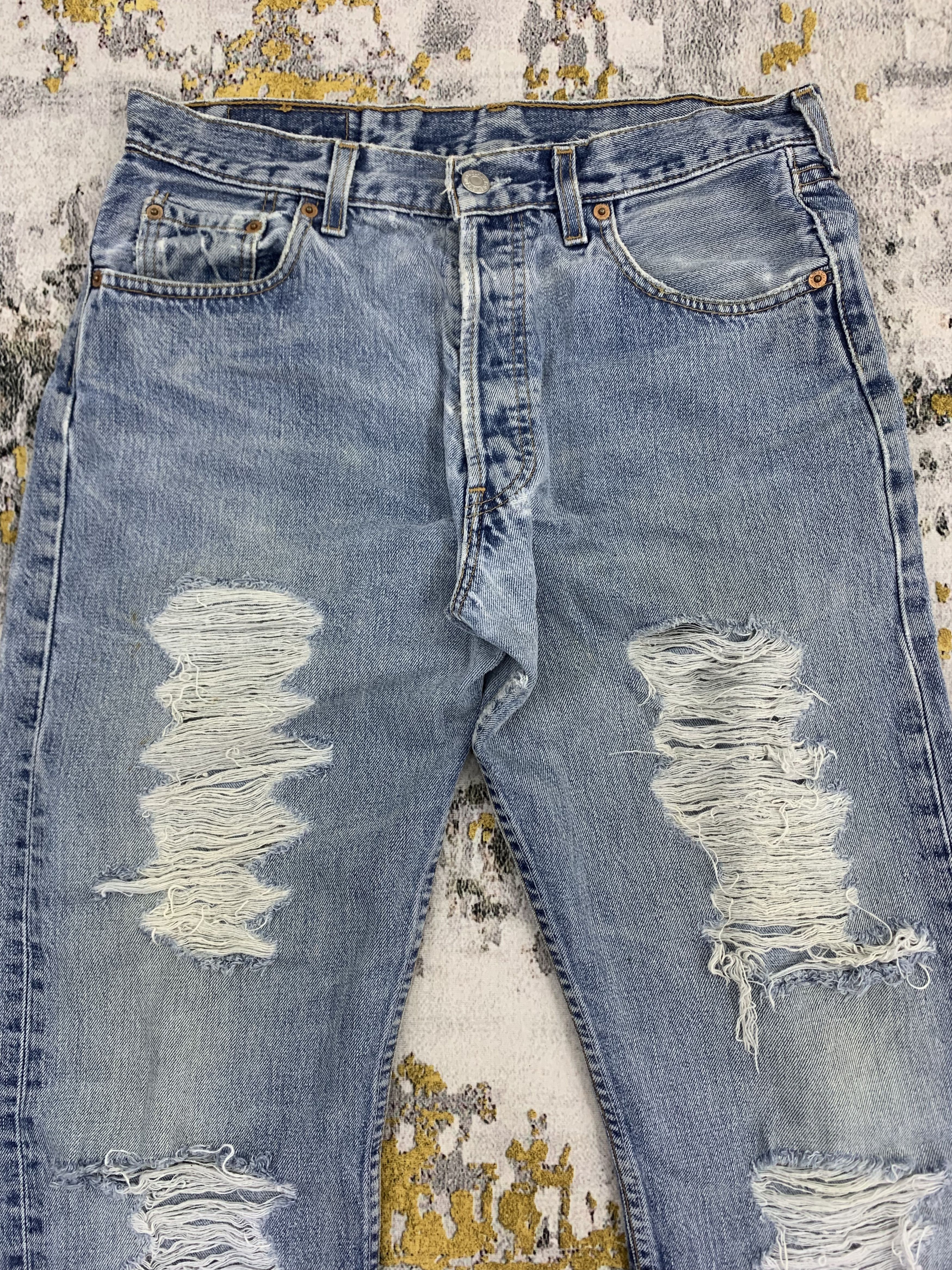 Levi's Vintage Levi's 517 Blue Denim Distressed Pants Size US 31 - 2 Thumbnail