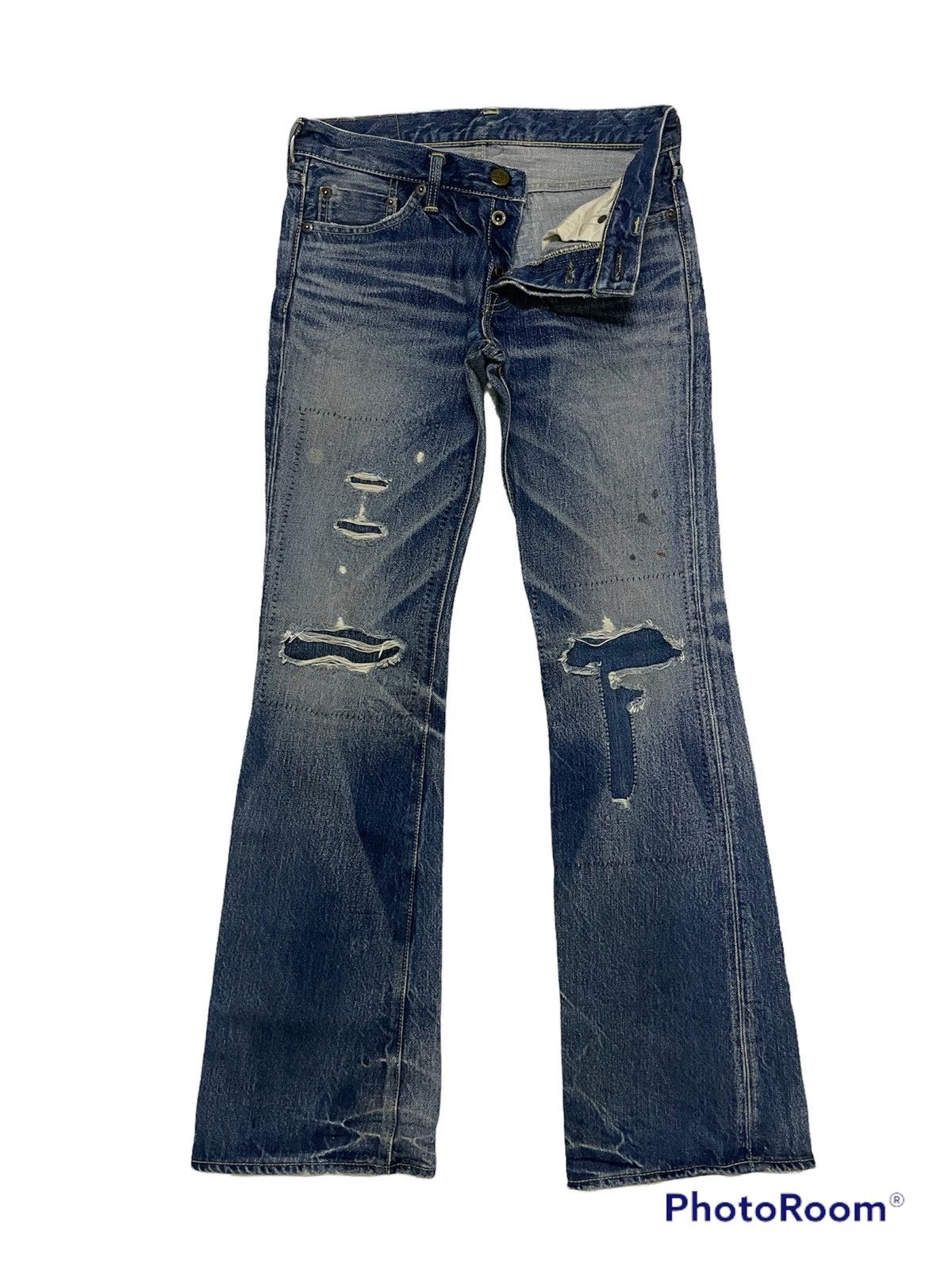 Japanese Brand Vintage Heddie Lovu Distressed Denim Boot Cut Size US 29 - 2 Thumbnail