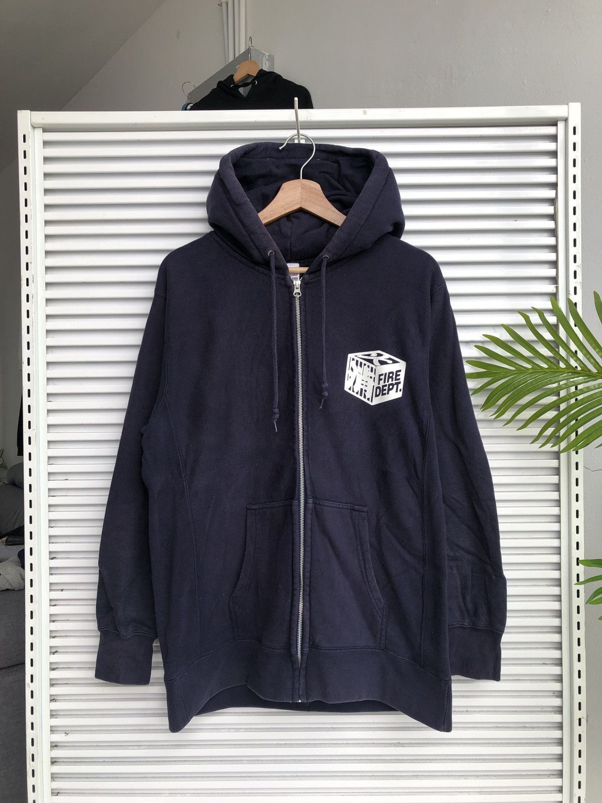 image of Vintage Fire Fighter Dept Hoodies / Travis Flacko Scott in Blue, Men's (Size XL)