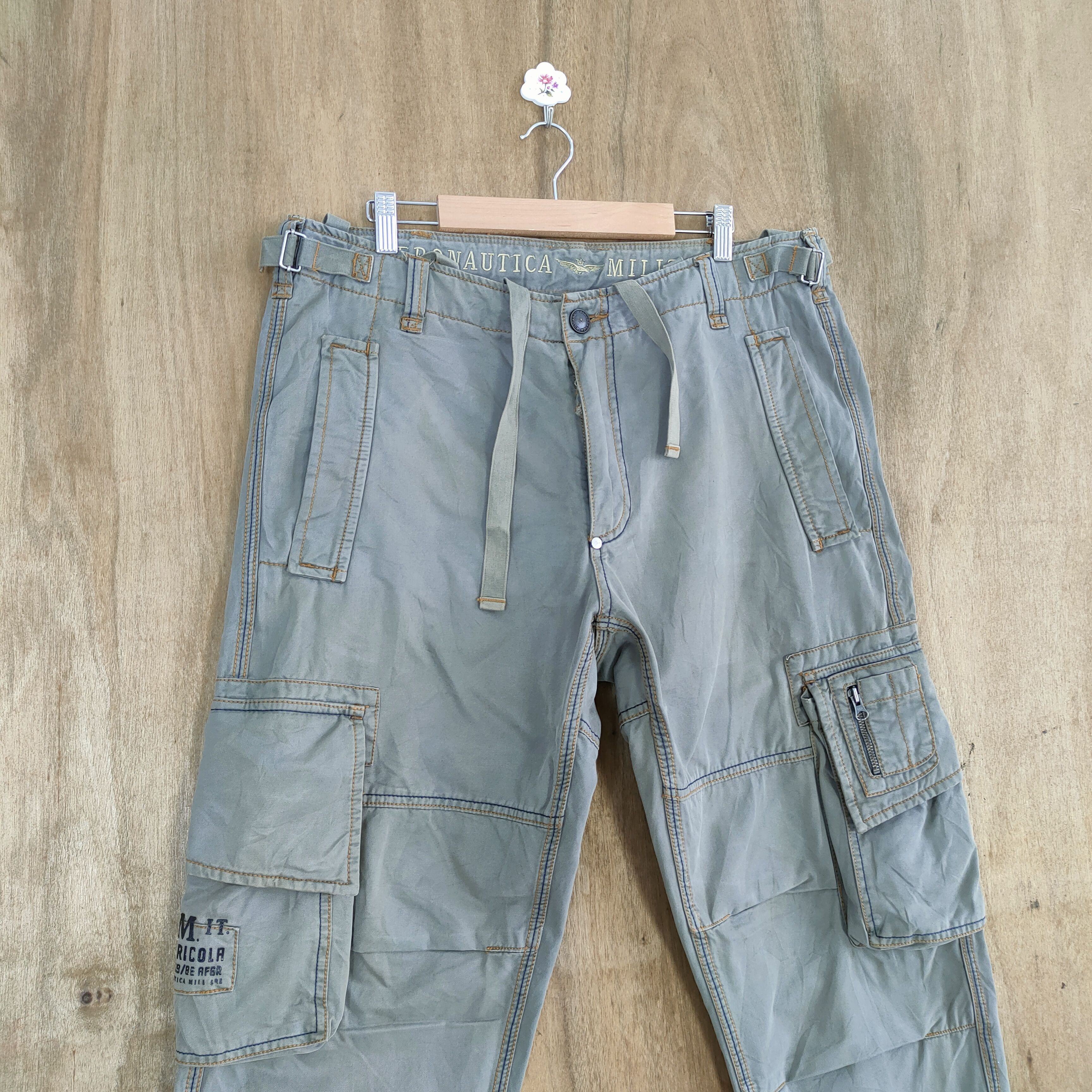 Aeronautica Militare MILITARY FADED STAIN BAGGY CARGO PANTS #1 Size US 36 / EU 52 - 4 Thumbnail