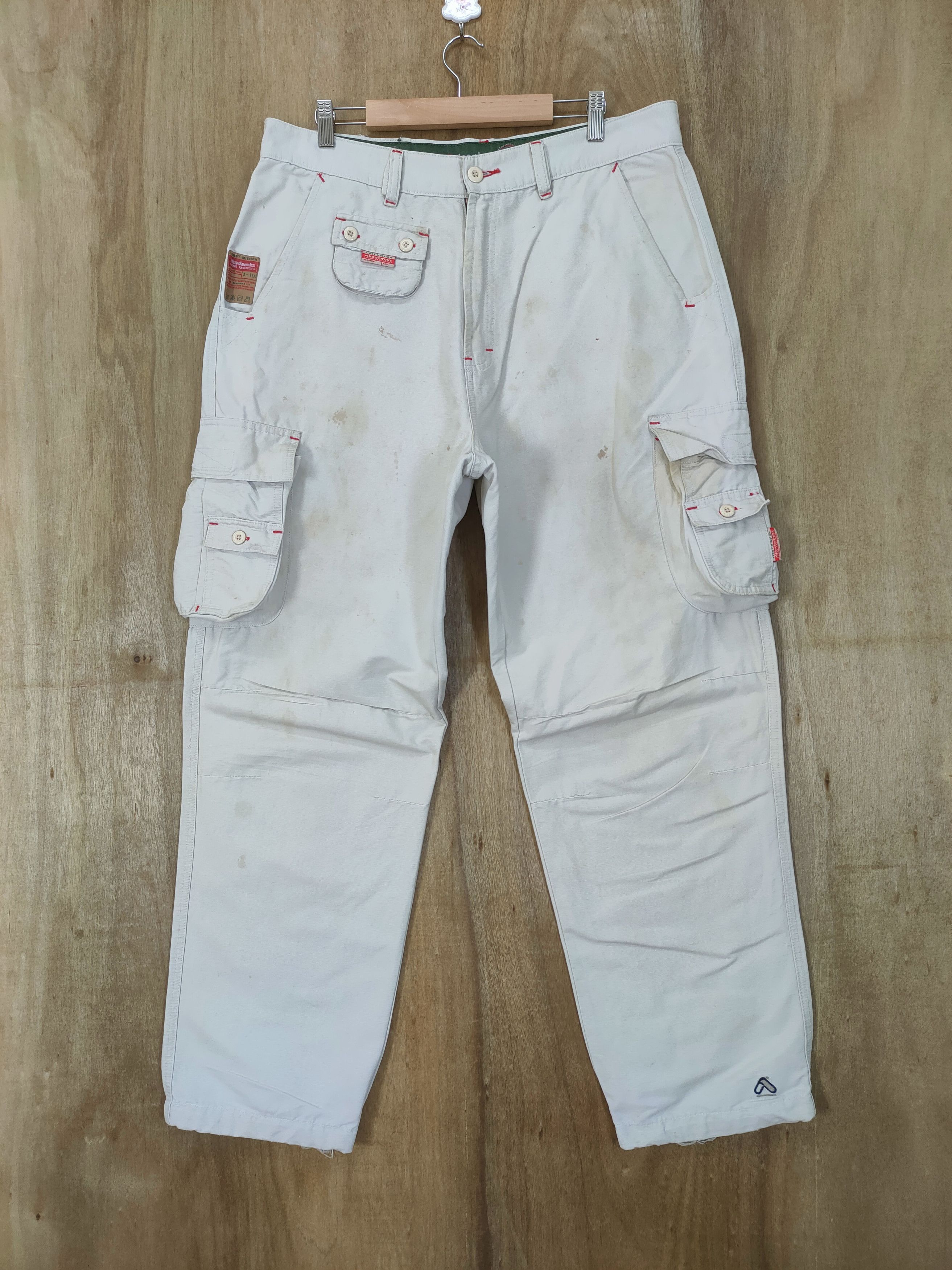 image of 1 Akademiks Faded White Yellow Cargo Pants, Men's (Size 36)
