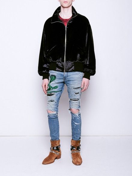 Amiri Velvet Puffer Bomber Jacket Size US L / EU 52-54 / 3 - 8 Thumbnail