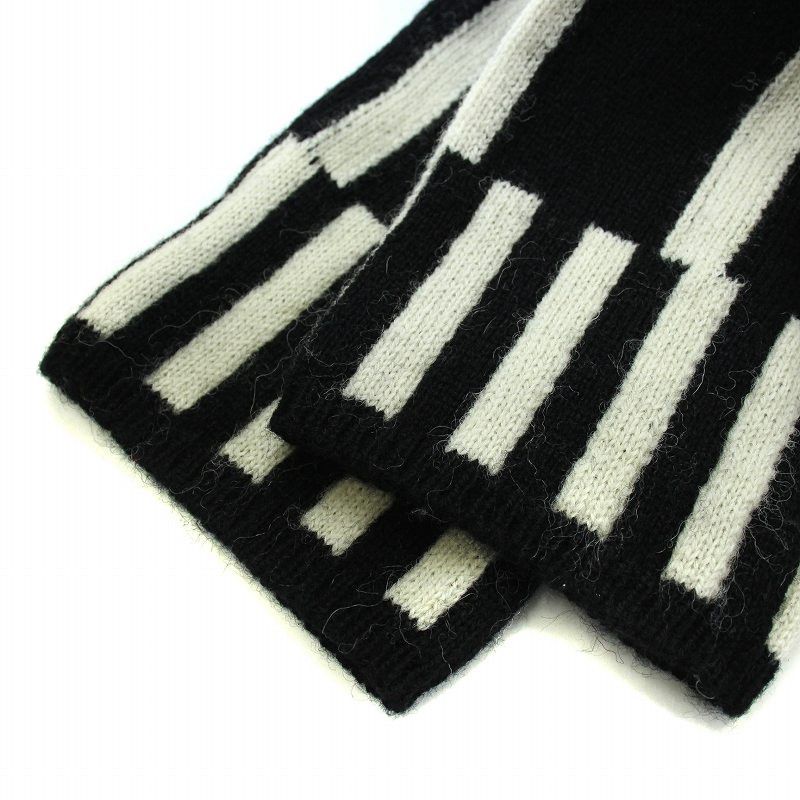 Comme des Garcons Sweater Black V Neck Striped Wool Knit Size US L / EU 52-54 / 3 - 5 Thumbnail