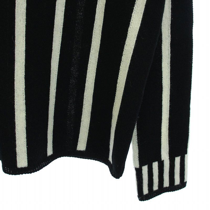 Comme des Garcons Sweater Black V Neck Striped Wool Knit Size US L / EU 52-54 / 3 - 4 Thumbnail