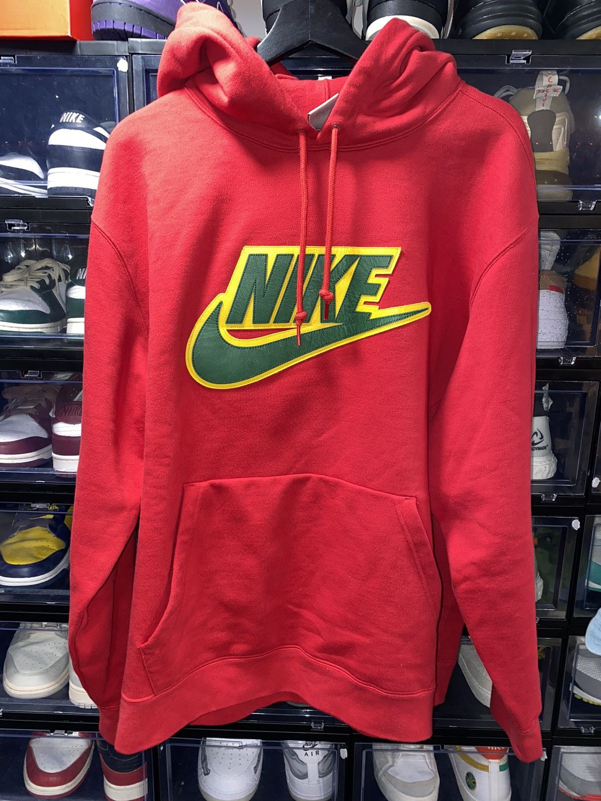 Supreme FW19 SUPREME x NIKE LEATHER APPLIQUÉ HOODIE SWEATSHIRT XL | Grailed