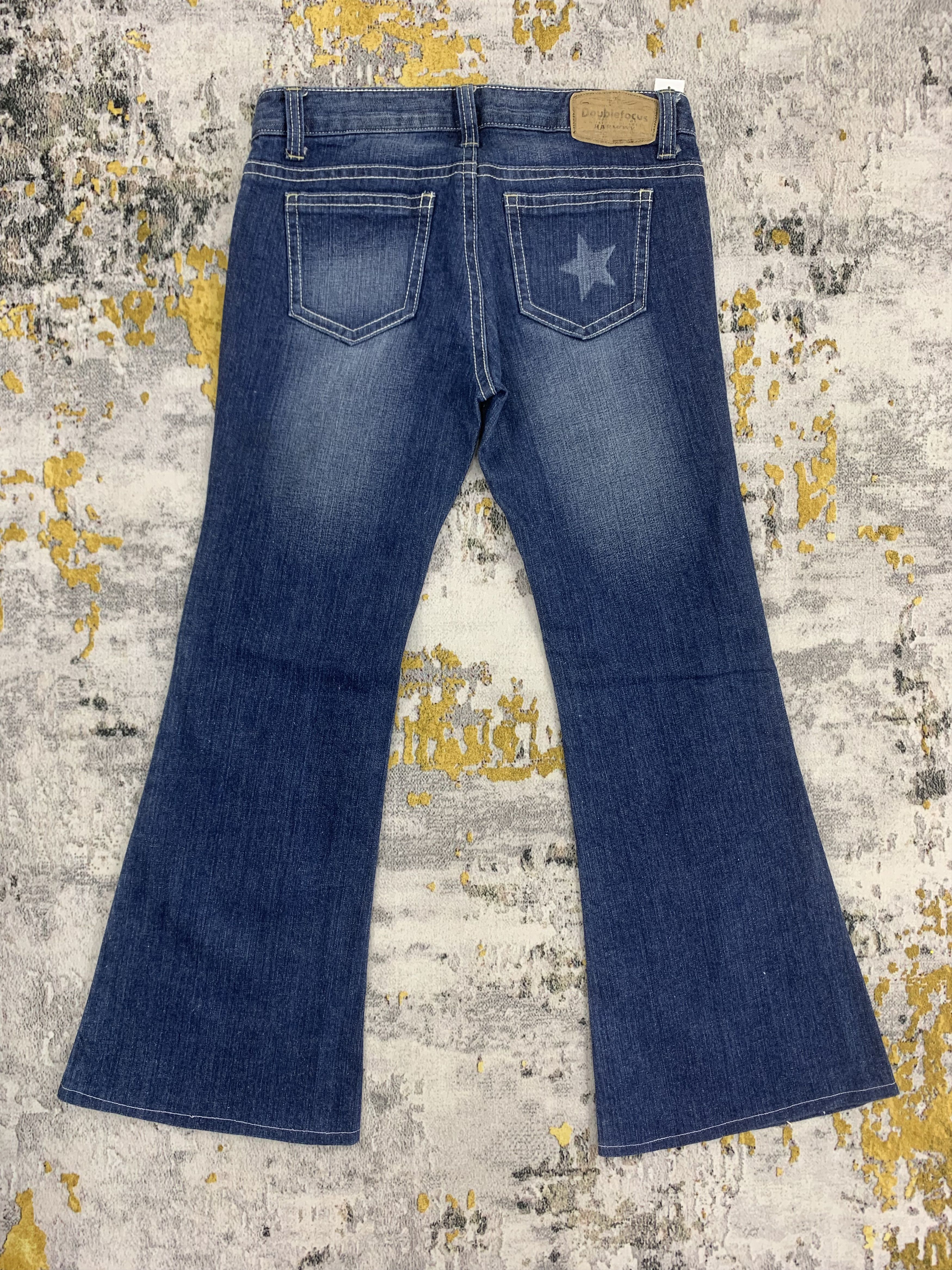 Japanese Brand Double Focus Flared Jeans Blue Denim for Women Size 29" - 4 Thumbnail