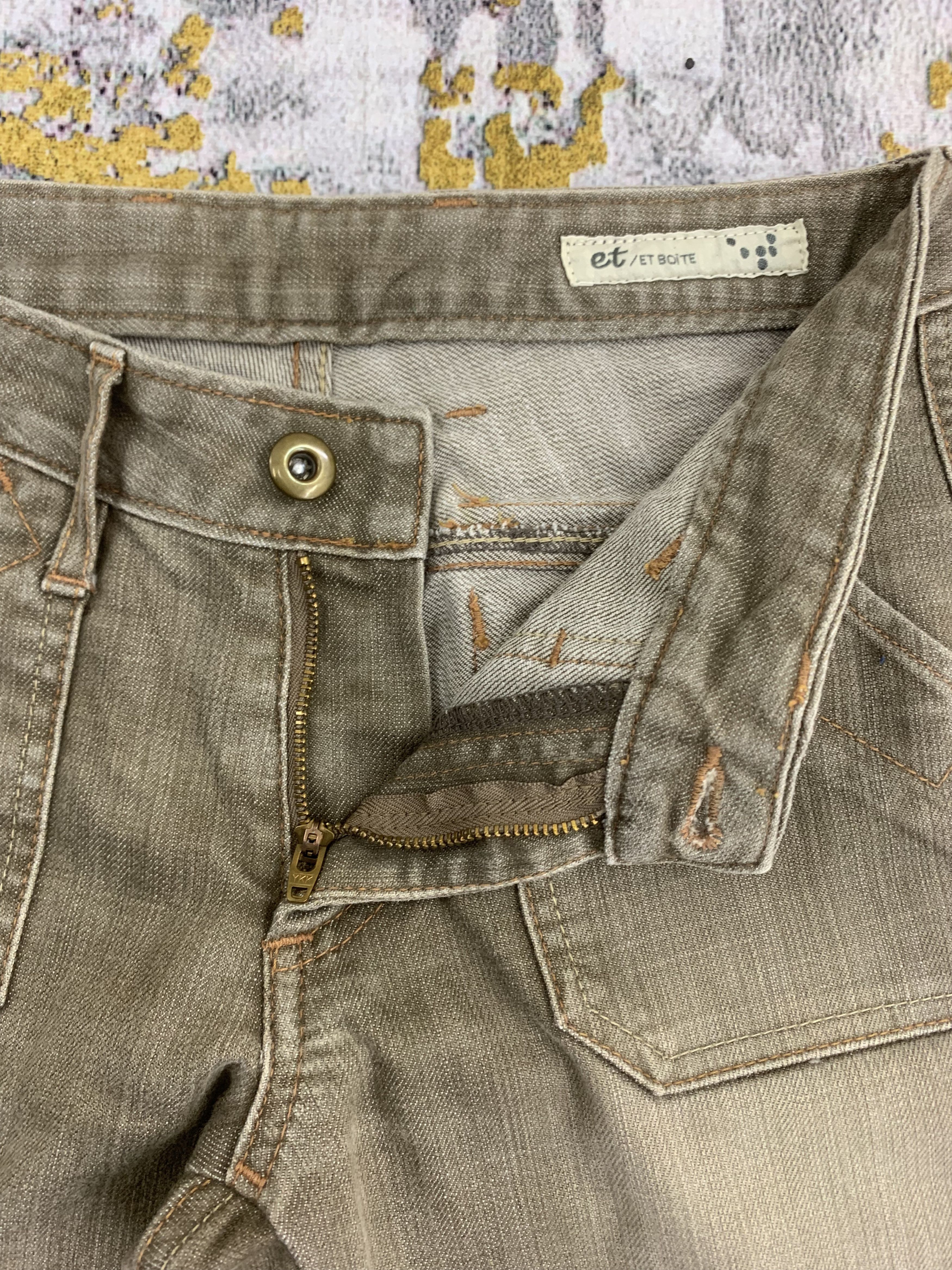 Japanese Brand Flared Jeans Brown ET Denim for Women Size 26" / US 2 / IT 38 - 3 Thumbnail