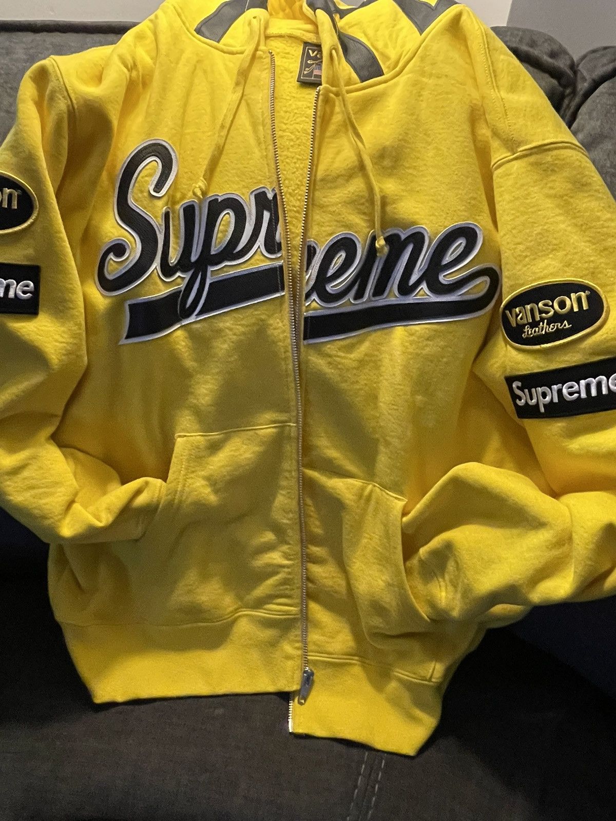 Supreme Vanson Leathers Spider Zip-Up Hoodie