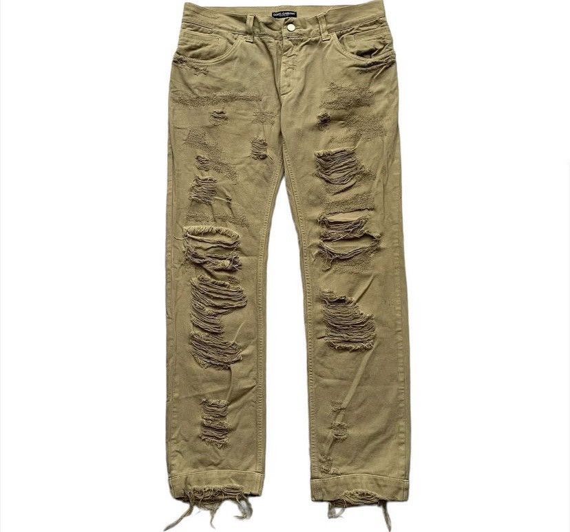 Dolce & Gabana ripped design denim beautiful pants