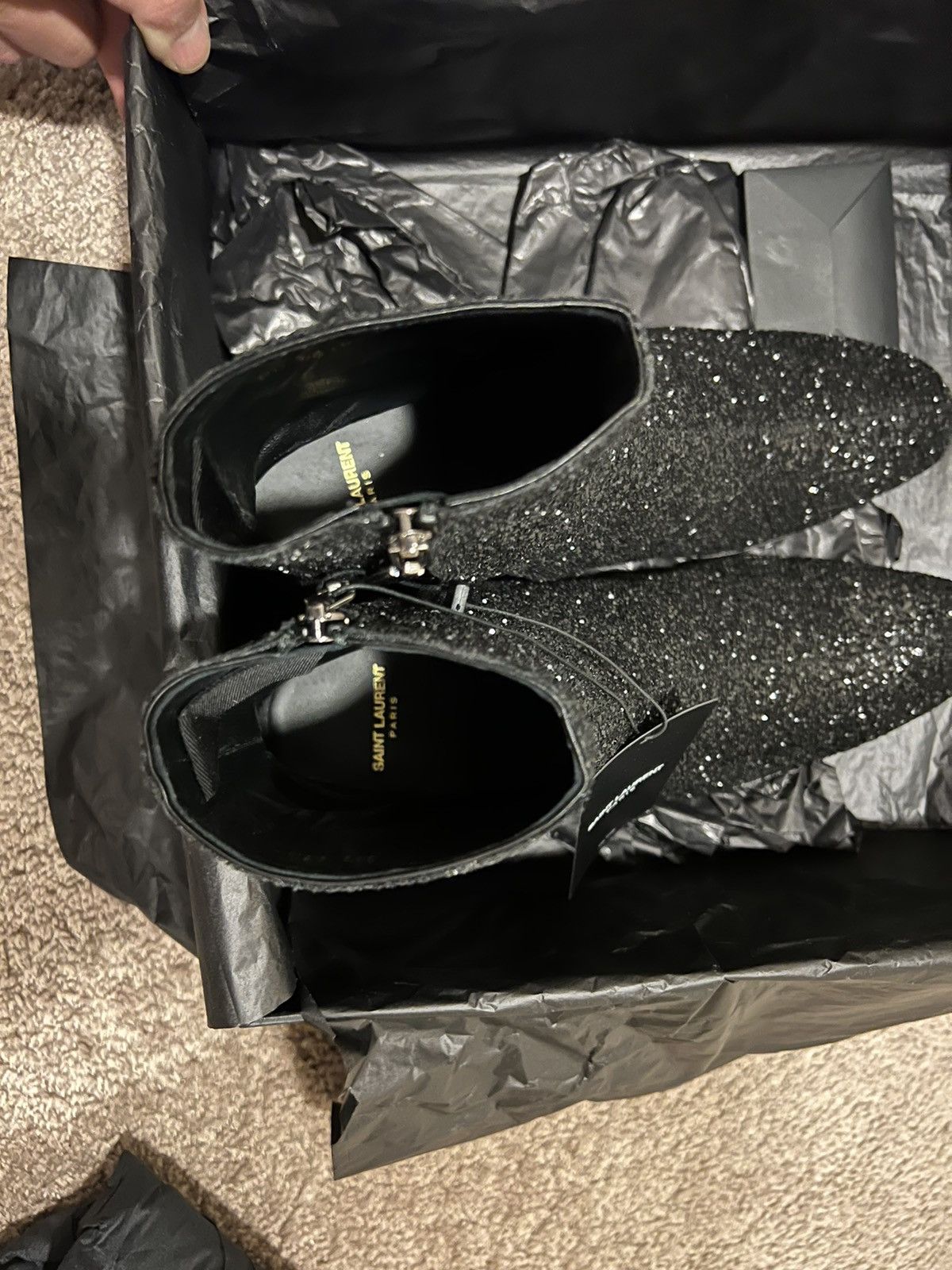 Saint Laurent Paris Saint Laurent Caleb 45 Glitter Zip Up Ankle Boots Size US 8.5 / EU 41-42 - 11 Thumbnail
