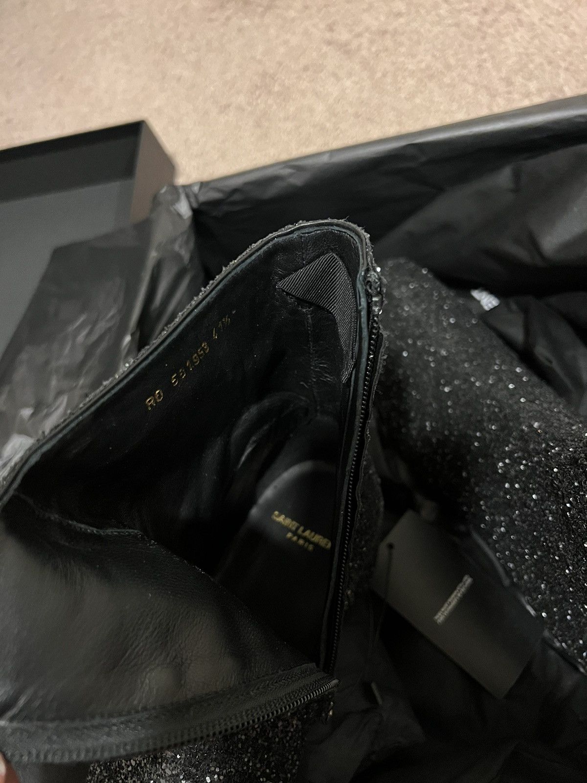 Saint Laurent Paris Saint Laurent Caleb 45 Glitter Zip Up Ankle Boots Size US 8.5 / EU 41-42 - 7 Thumbnail