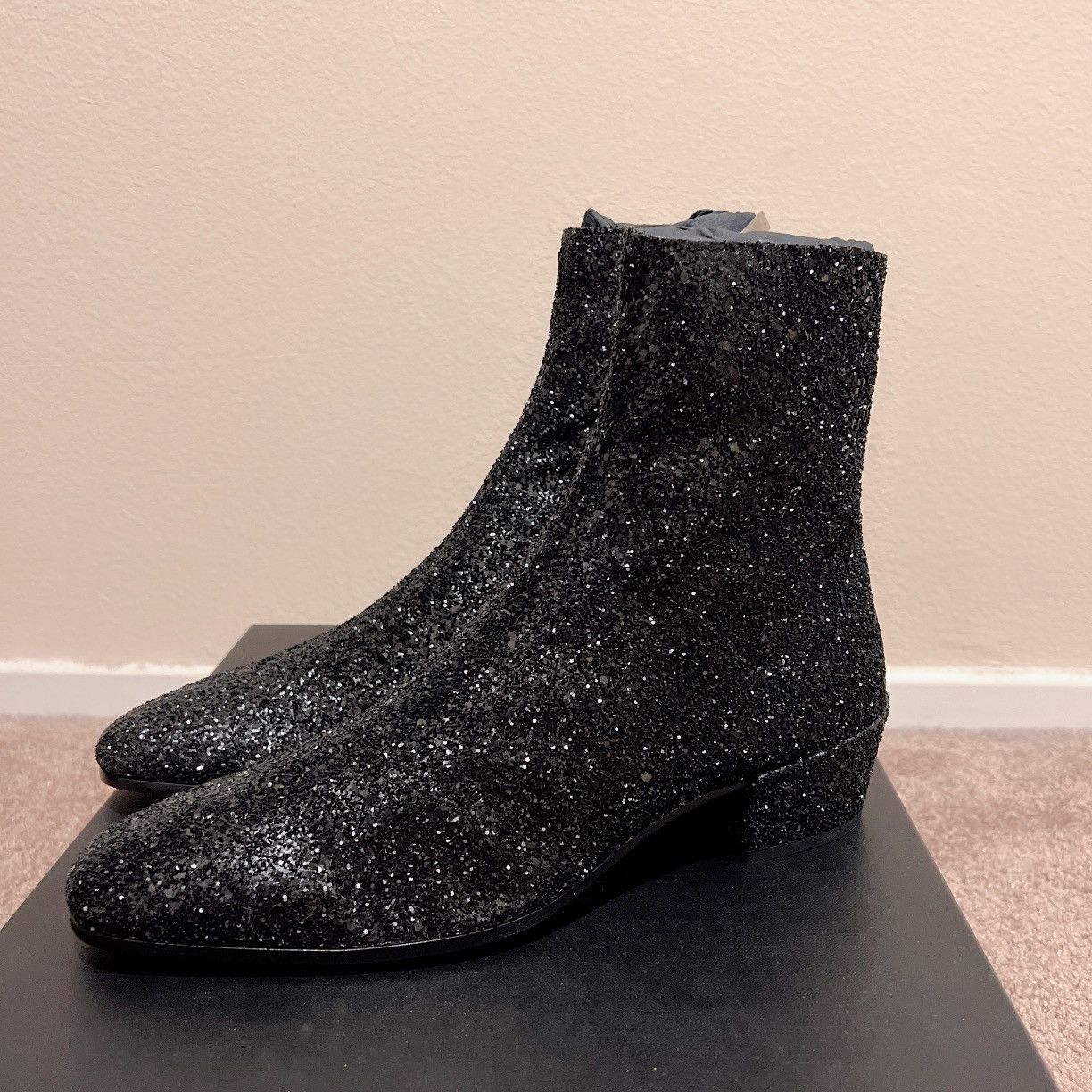 Saint Laurent Paris Saint Laurent Caleb 45 Glitter Zip Up Ankle Boots Size US 8.5 / EU 41-42 - 1 Thumbnail