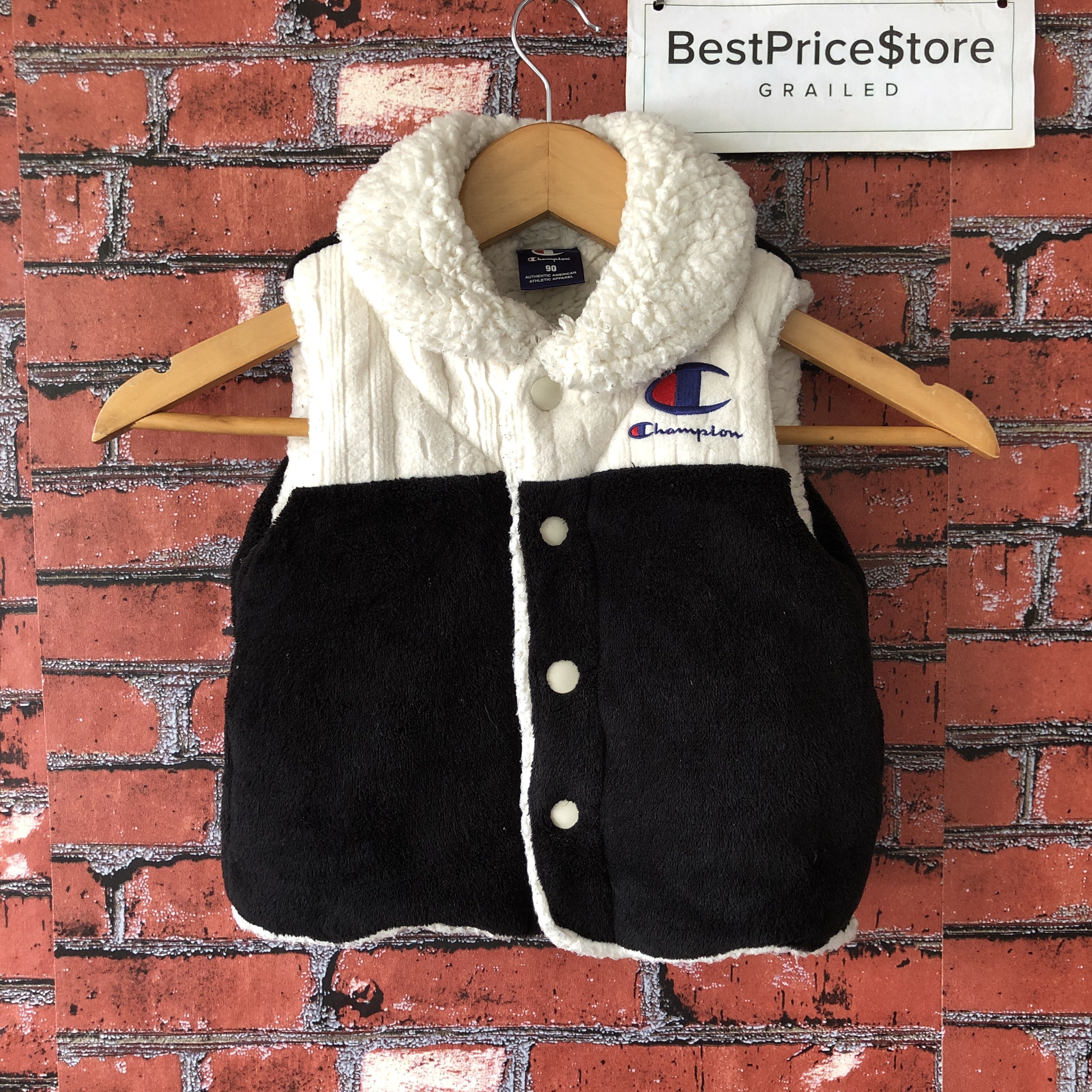 Champion × Vintage Vintage Champion Embroidered Big Logo Fleece Vest Baby 90 Size US XXS / EU 40 - 8 Thumbnail