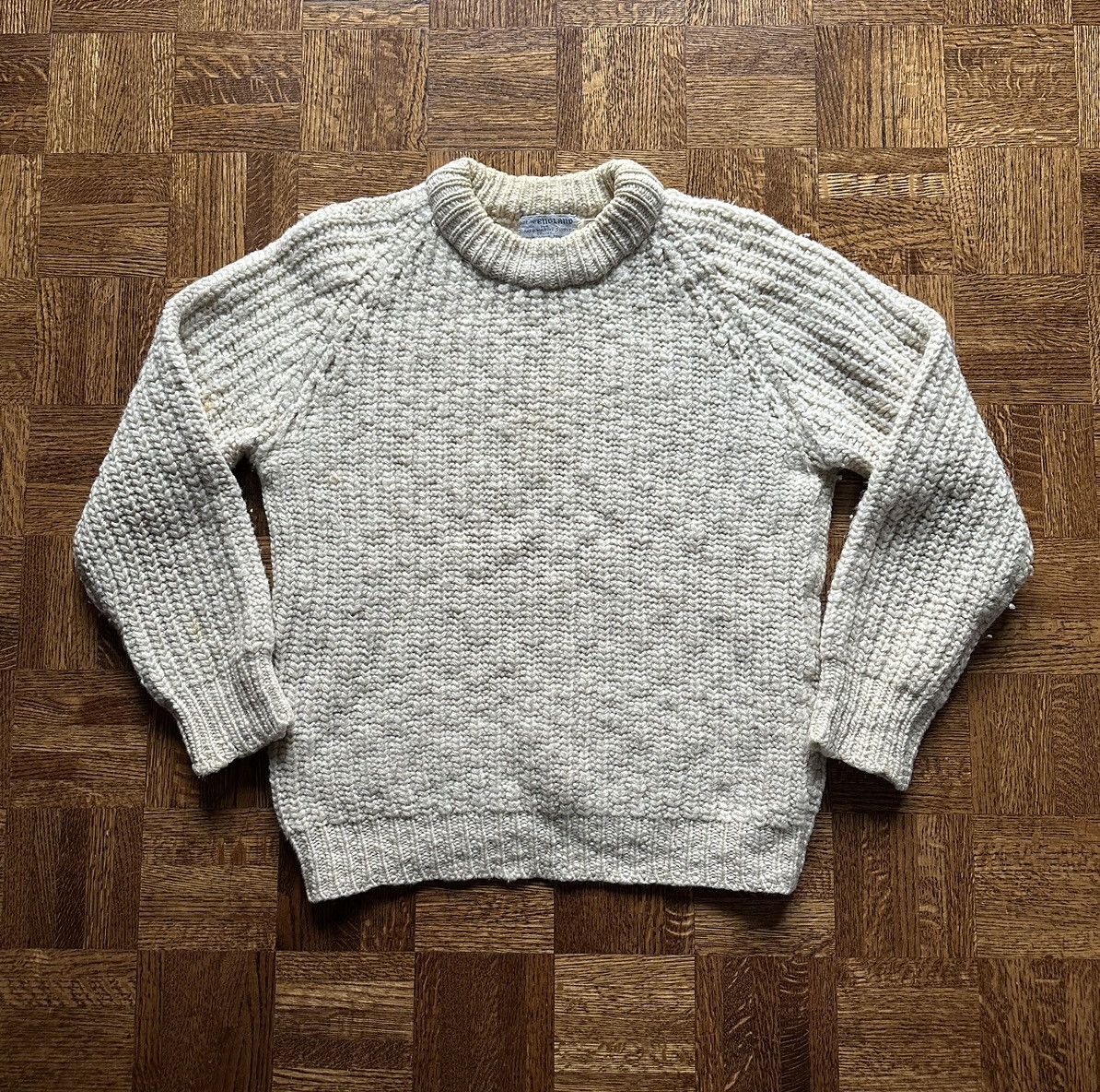 image of Vintage 60S Quaker Marine Supply Fisherman Sweater in Cream, Men's (Size Medium)