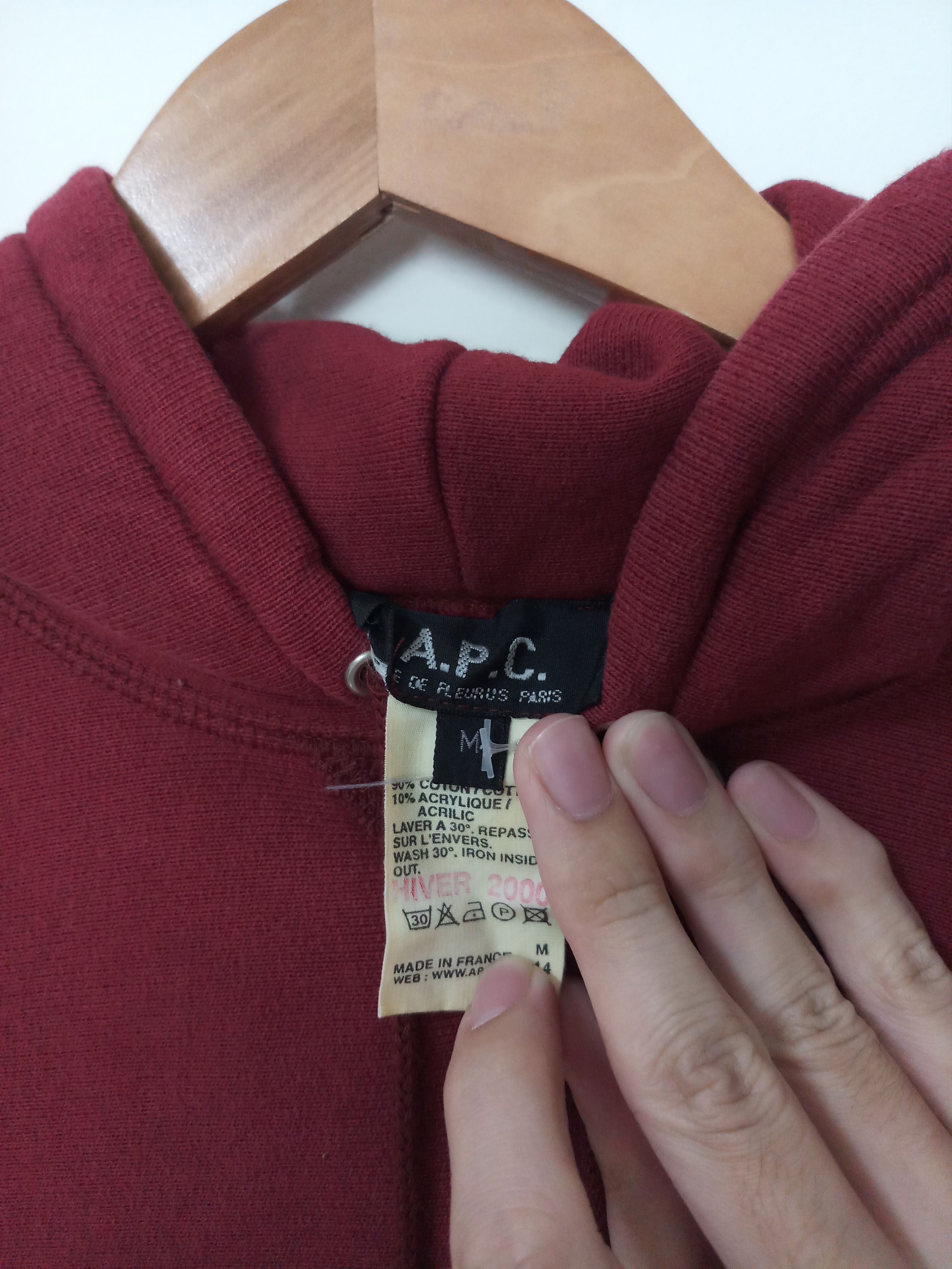 A.P.C. A.P.C. Hiver 2000 Maroon "Reverse" Hoodie Size US M / EU 48-50 / 2 - 7 Thumbnail