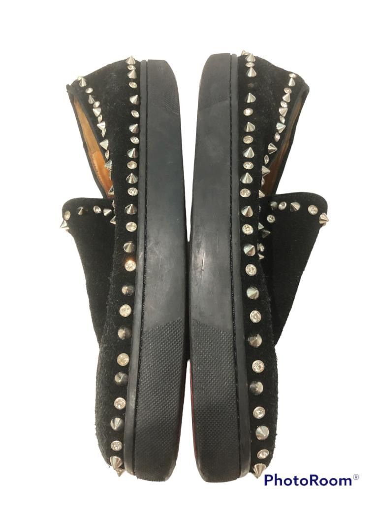 Christian Louboutin Men's Black Pik Boat Studded Suede Sneakers. Size US 8 / EU 41 - 4 Thumbnail