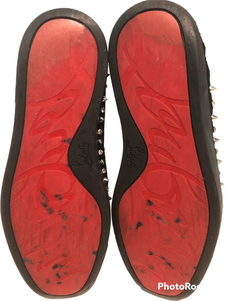 Christian Louboutin Men's Black Pik Boat Studded Suede Sneakers. Size US 8 / EU 41 - 6 Thumbnail