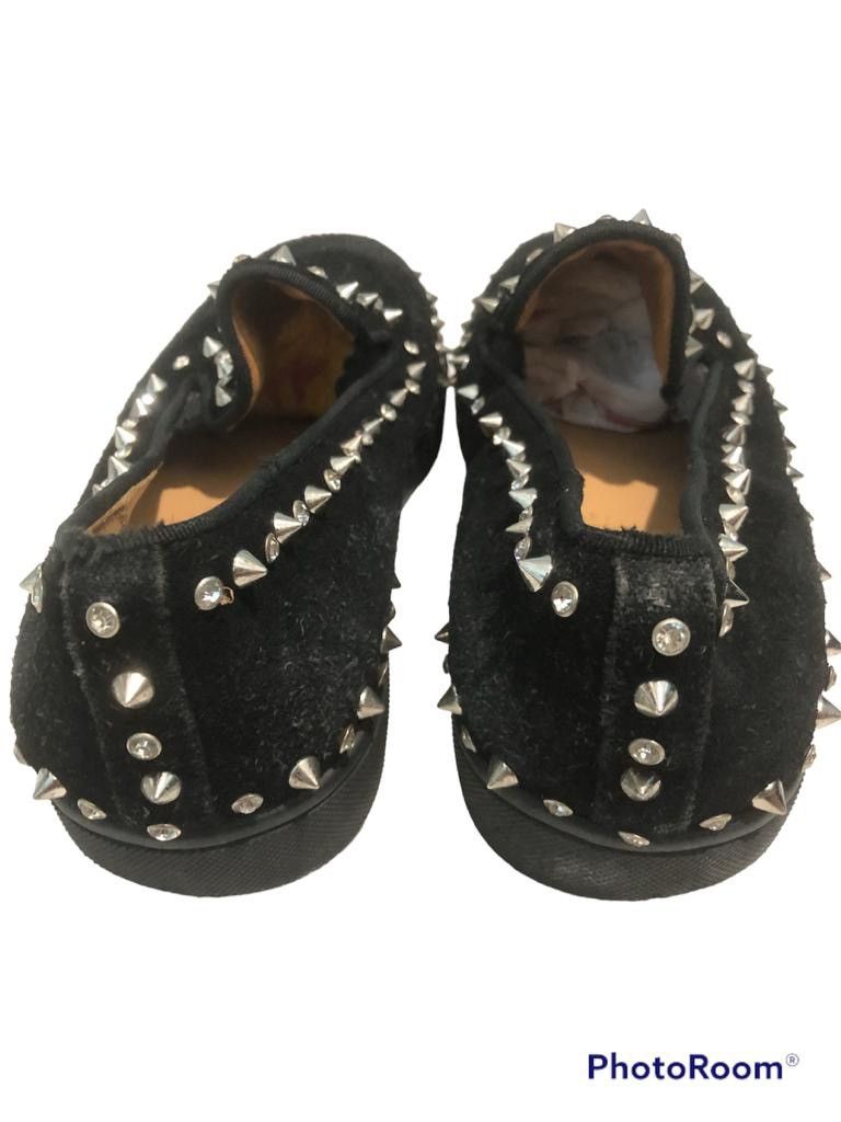 Christian Louboutin Men's Black Pik Boat Studded Suede Sneakers. Size US 8 / EU 41 - 5 Thumbnail