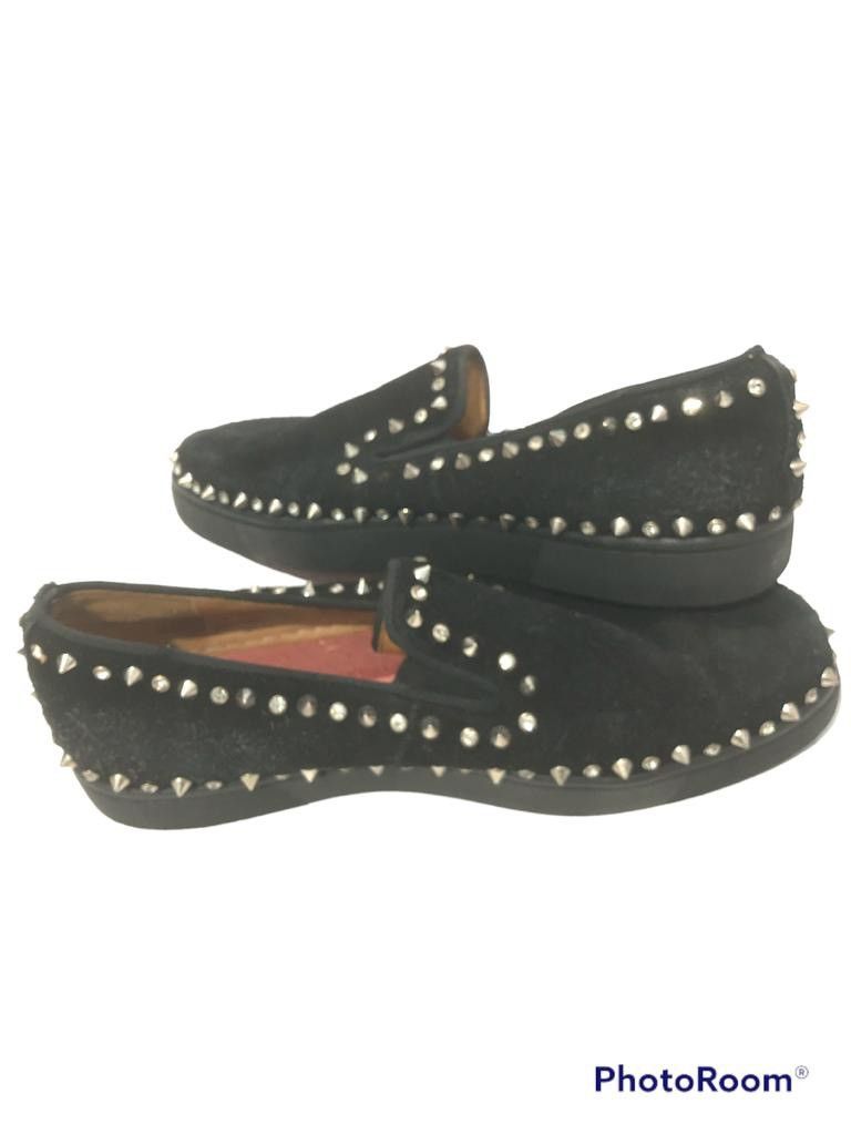 Christian Louboutin Men's Black Pik Boat Studded Suede Sneakers. Size US 8 / EU 41 - 3 Thumbnail