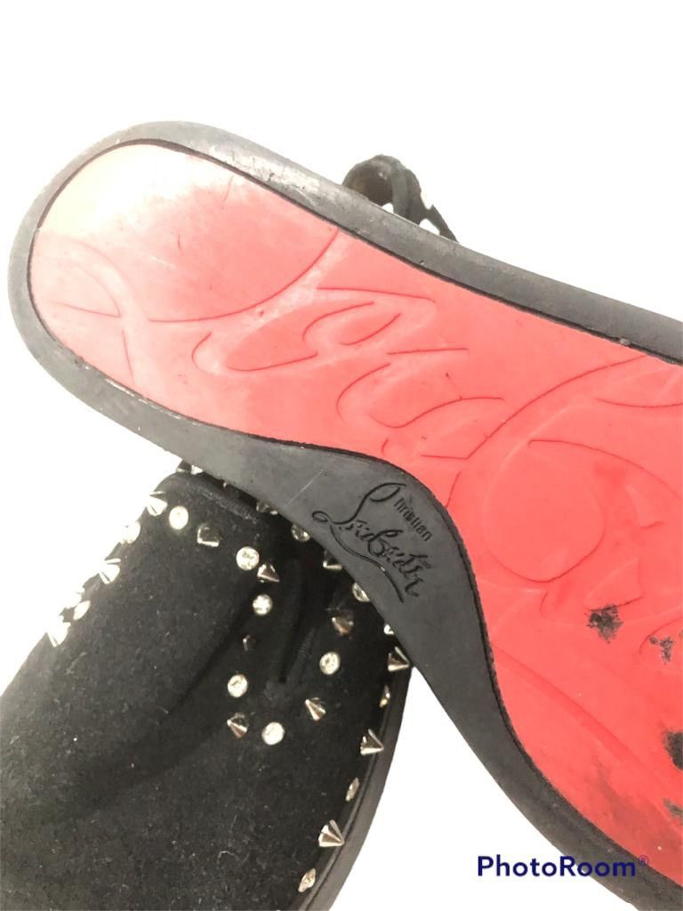 Christian Louboutin Men's Black Pik Boat Studded Suede Sneakers. Size US 8 / EU 41 - 10 Thumbnail