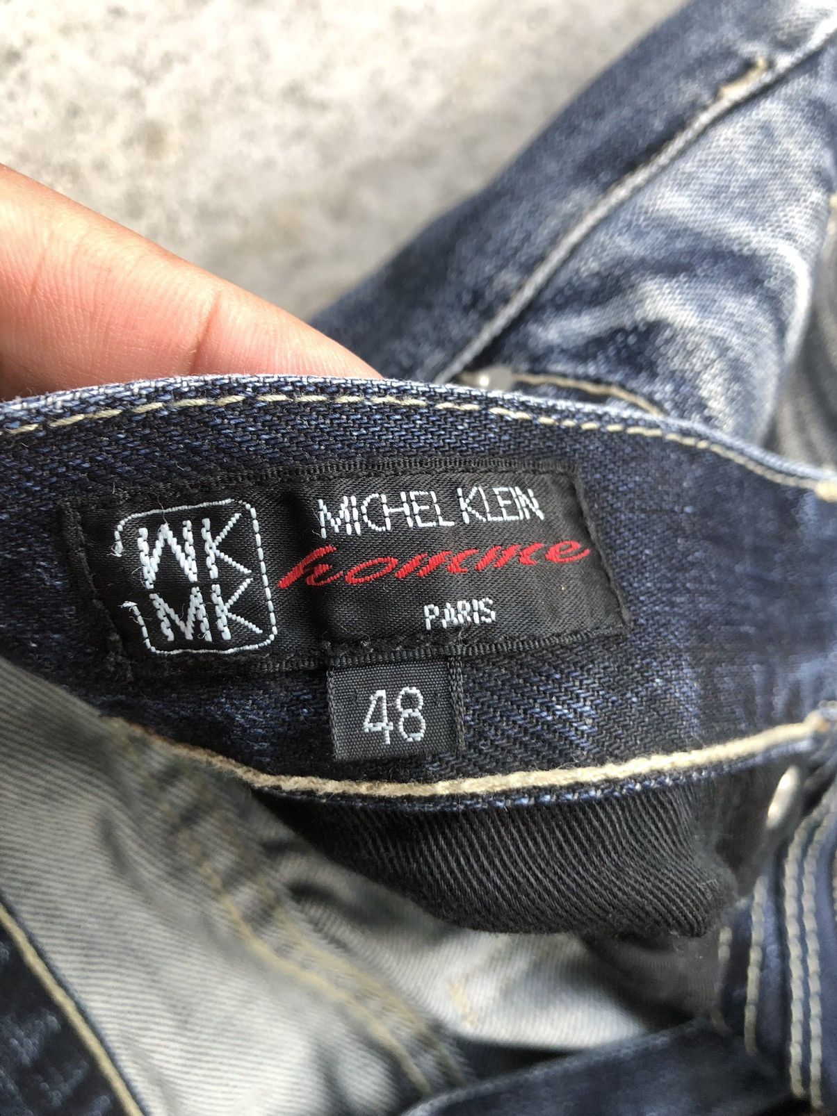 Michel Klein Japanese Michel Klein Patchwork Boro Style Distressed Jeans Size US 31 - 16 Thumbnail