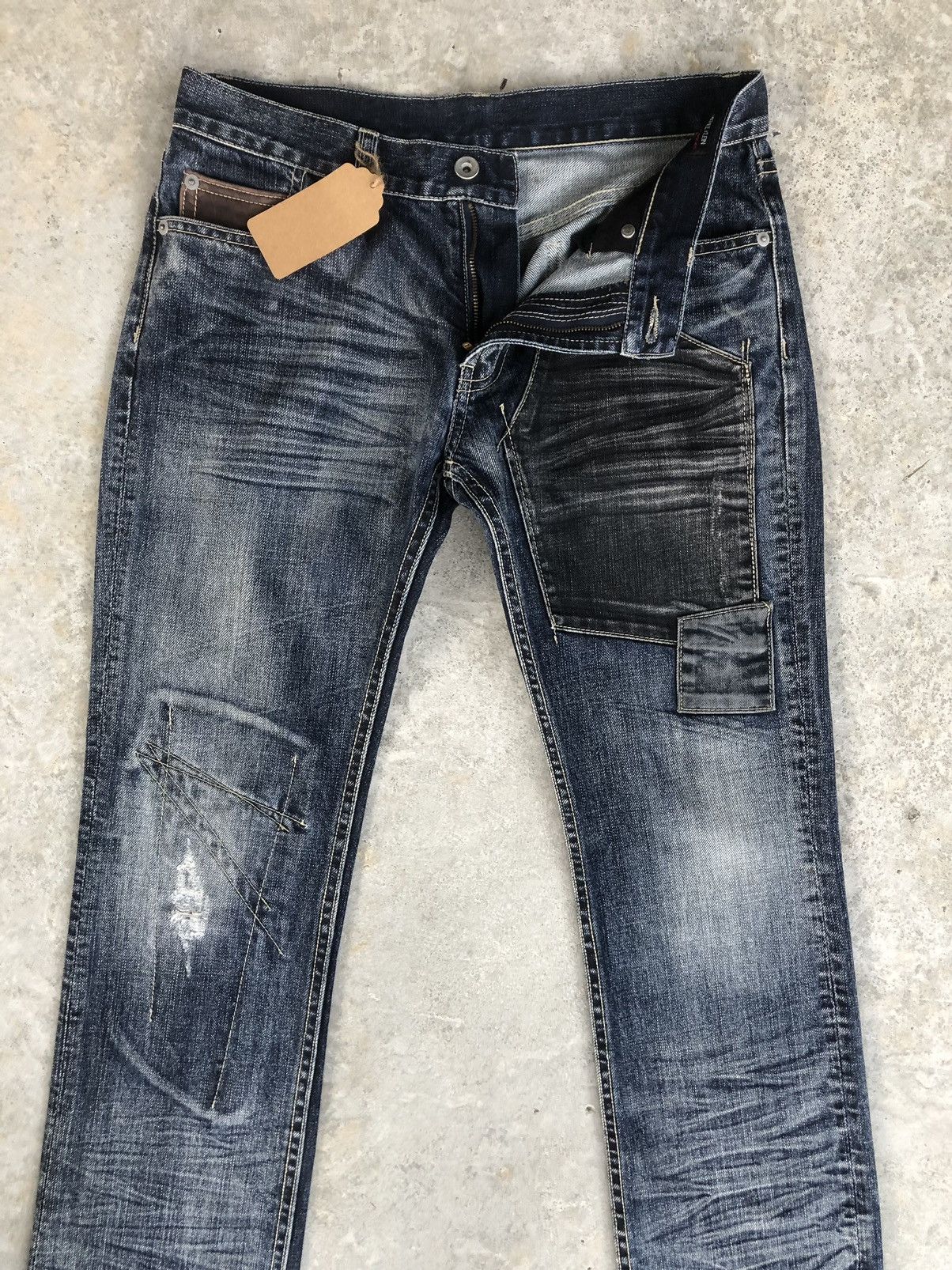 Michel Klein Japanese Michel Klein Patchwork Boro Style Distressed Jeans Size US 31 - 3 Thumbnail