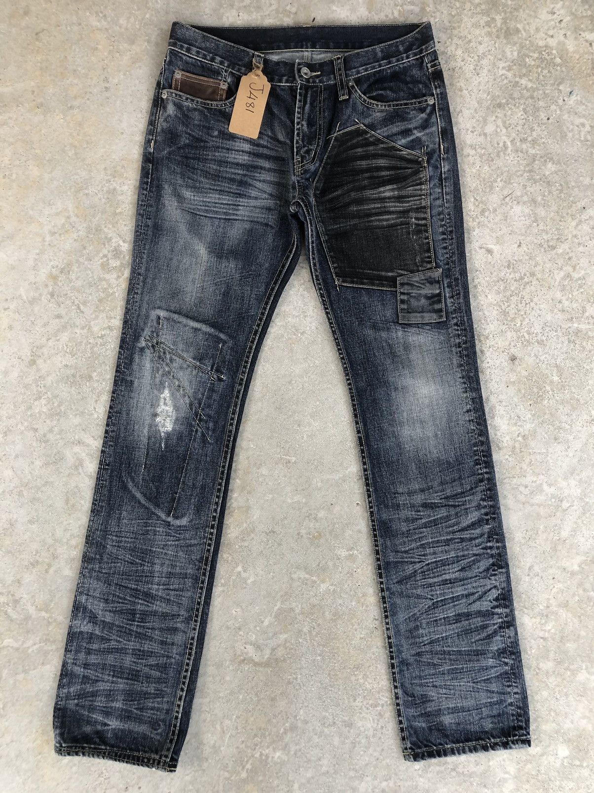 Michel Klein Japanese Michel Klein Patchwork Boro Style Distressed Jeans Size US 31 - 1 Thumbnail