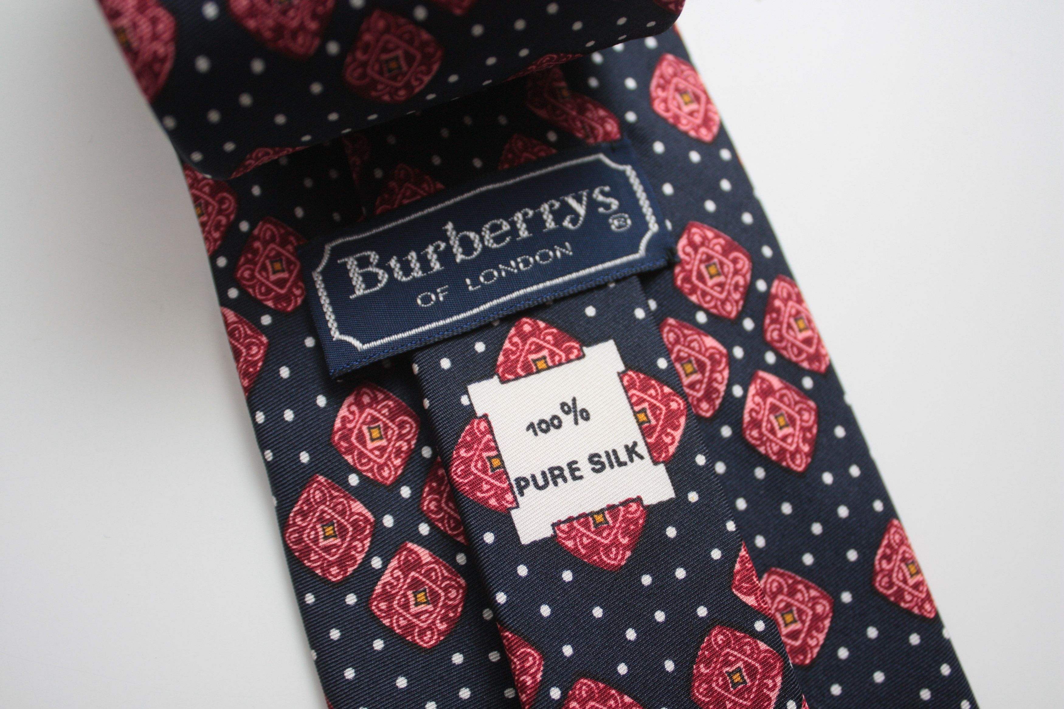 Burberry Burberry's Navy Red Pure Silk Tie Made In Italy Size ONE SIZE - 2 Thumbnail