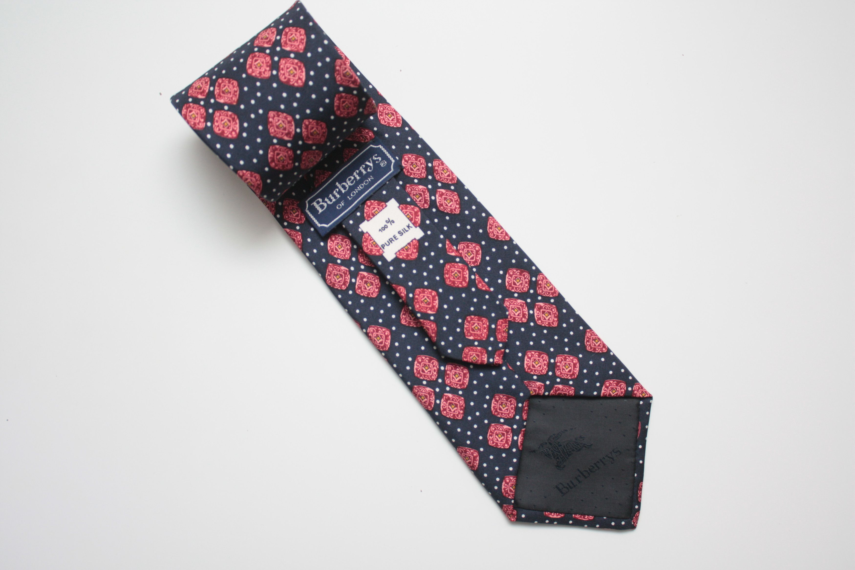 Burberry Burberry's Navy Red Pure Silk Tie Made In Italy Size ONE SIZE - 1 Thumbnail