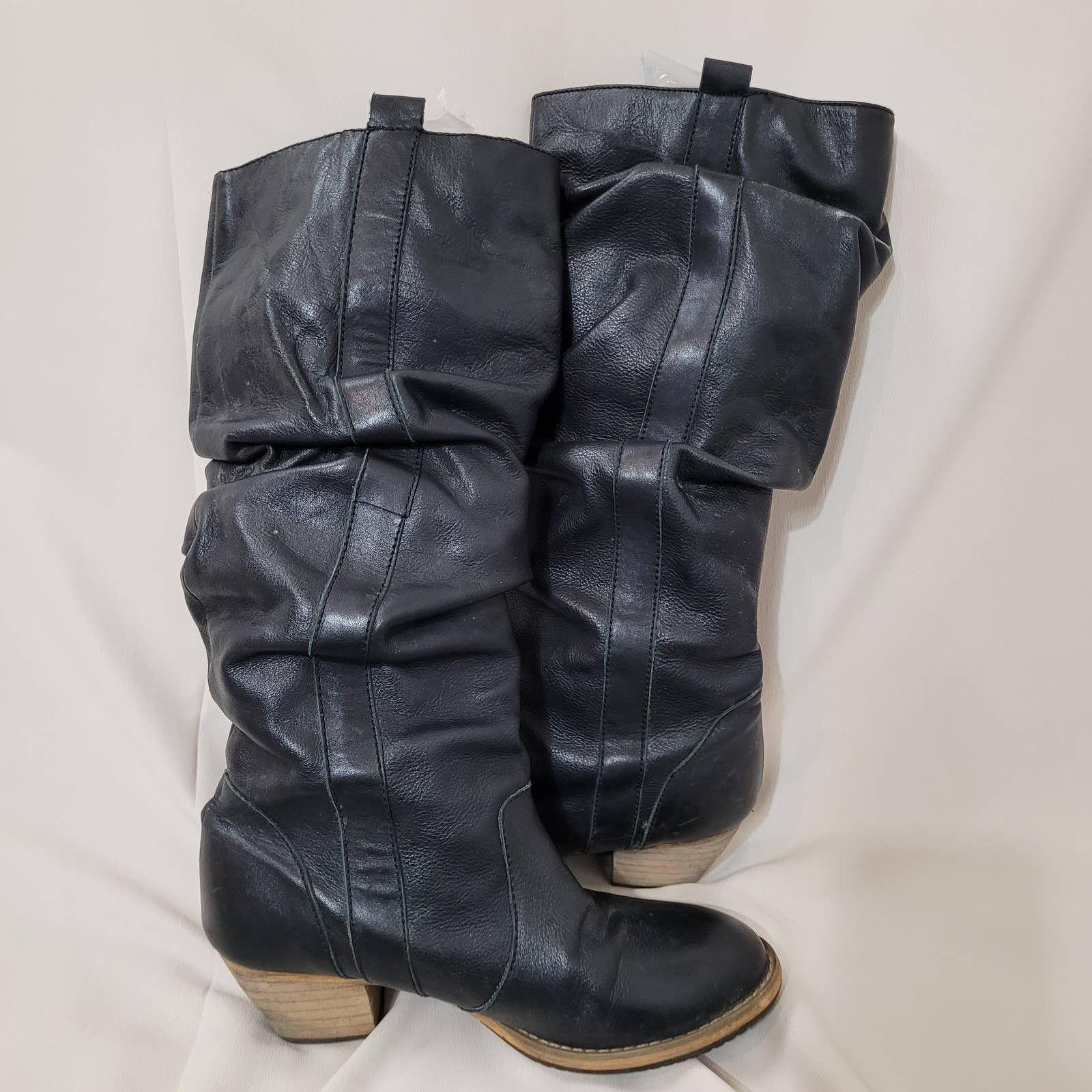 Victoria's Secret Colin Stuart Black Leather Slouchy Riding Boots Y2K ...