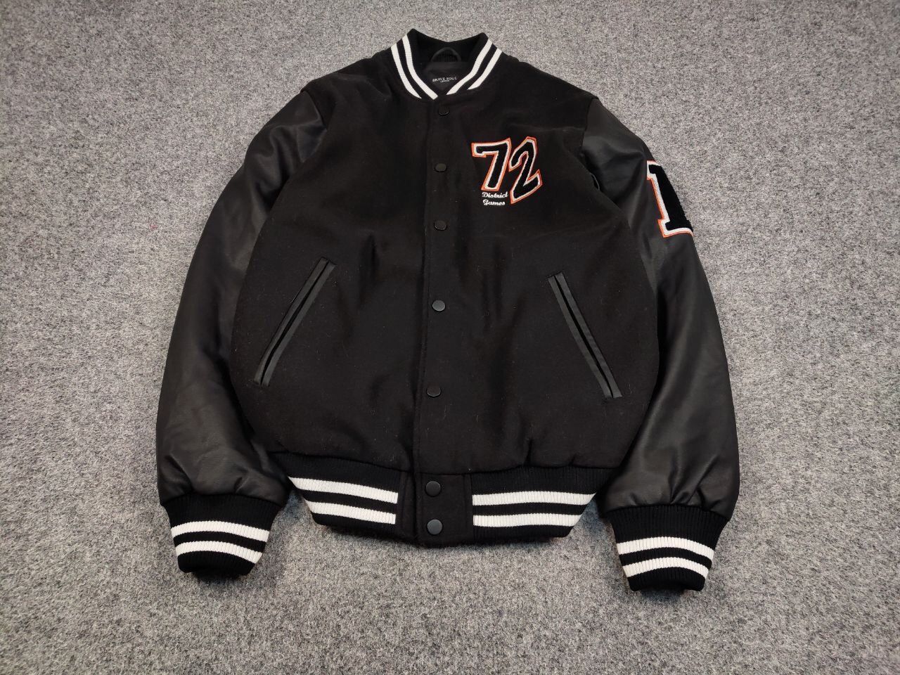 Vintage Vintage 90's Varsity Jacket Bomber USA Letterman Black Wool Size US M / EU 48-50 / 2 - 2 Thumbnail