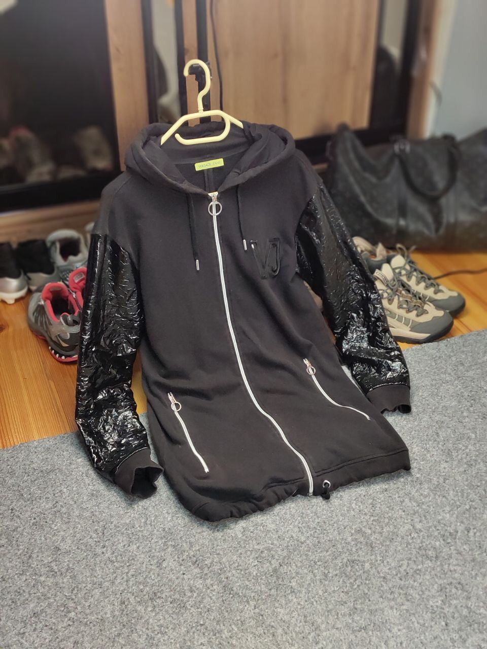 Versace Jeans Couture Versace Jeans Couture Length lacquered Black Hooded Jacket Size US M / EU 48-50 / 2 - 24 Thumbnail