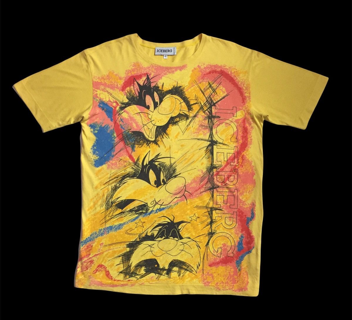 VINTAGE 90s ICEBERG HISTORY ITALY DESIGNER SYLVESTER TSHIRT