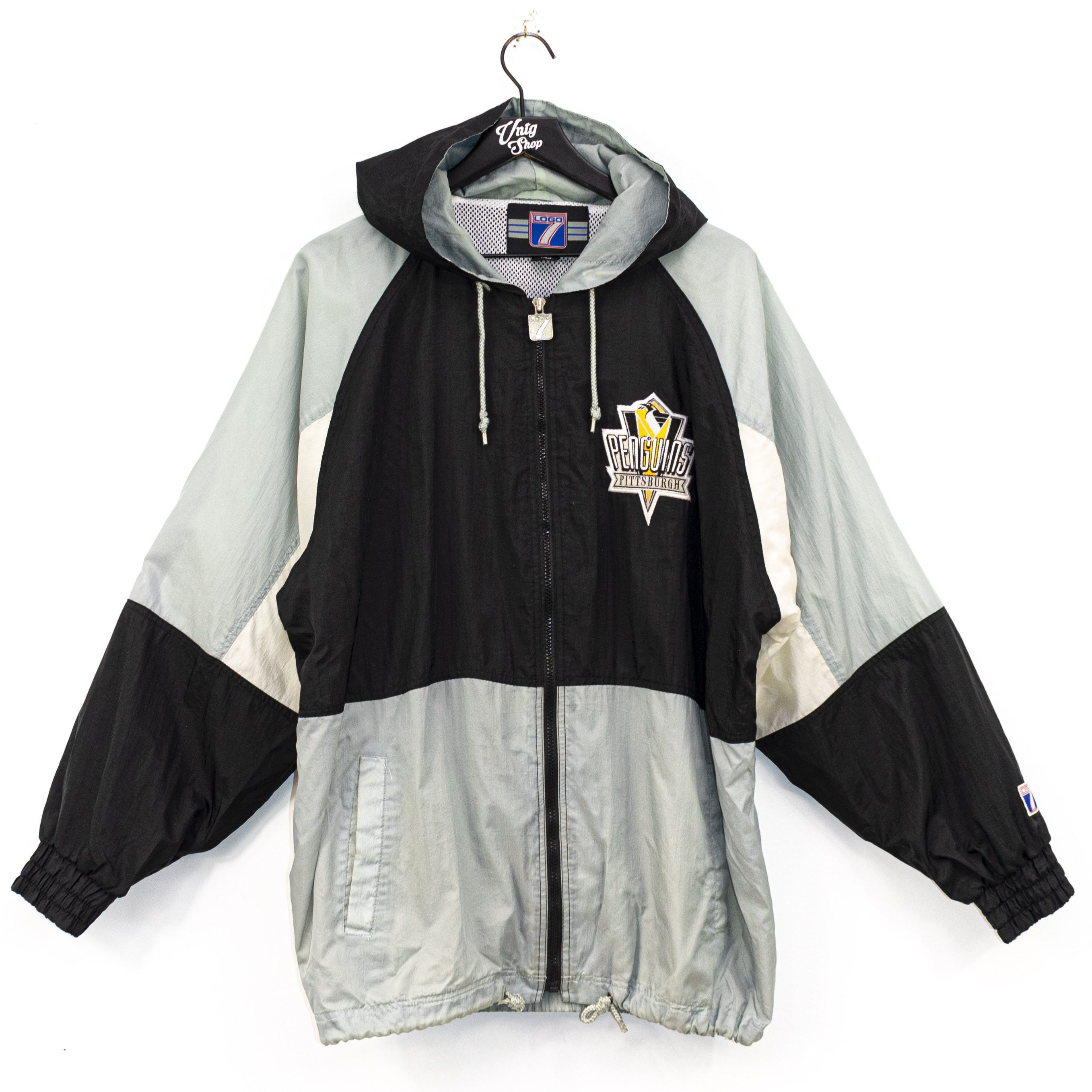 Vintage VTG Logo 7 NHL Pittsburgh Penguins Hooded Windbreaker Jacket ...