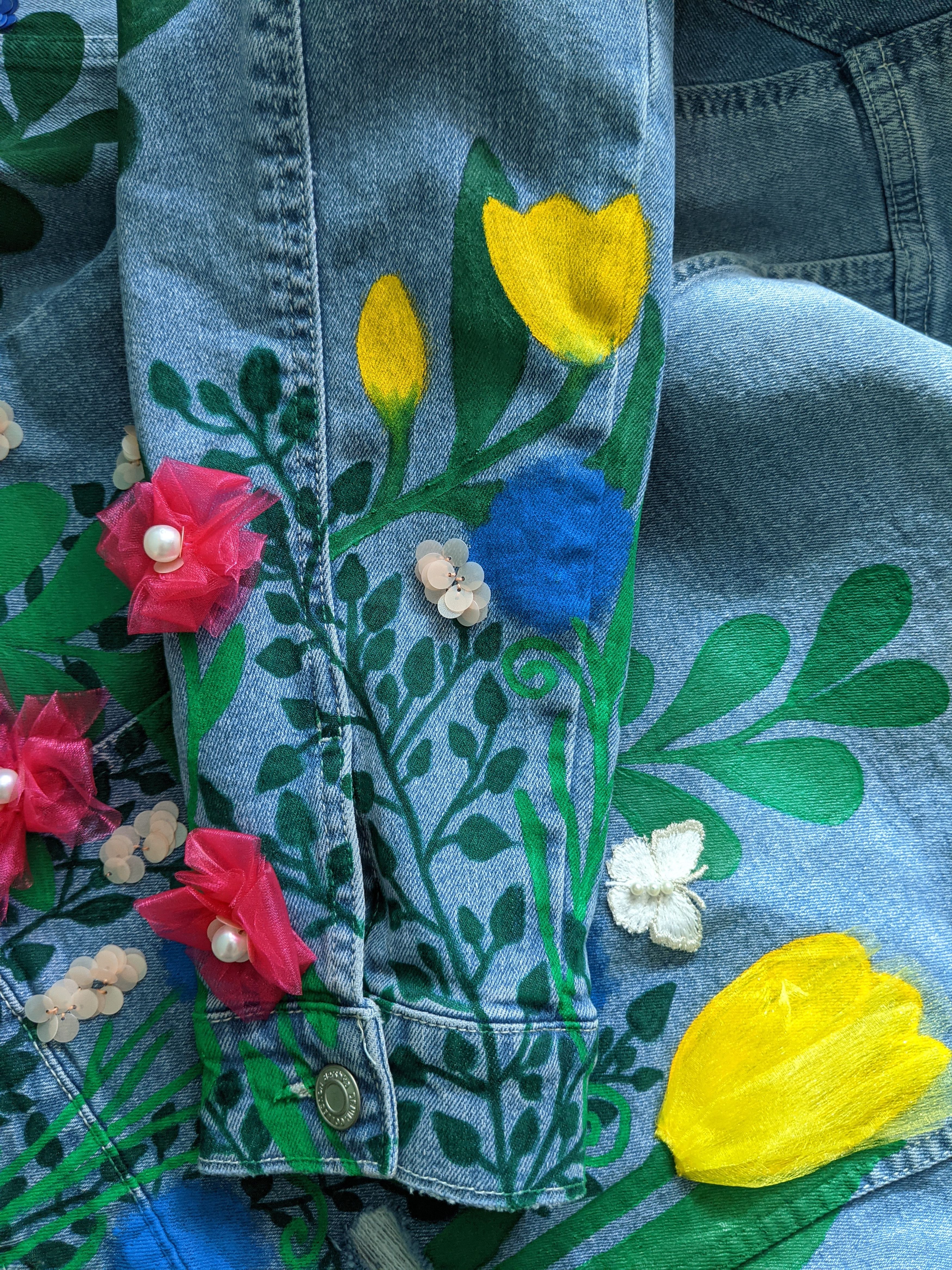 Handmade Handmade jacket 'Flower jungle' (available in all sizes) Size S / US 4 / IT 40 - 1 Thumbnail
