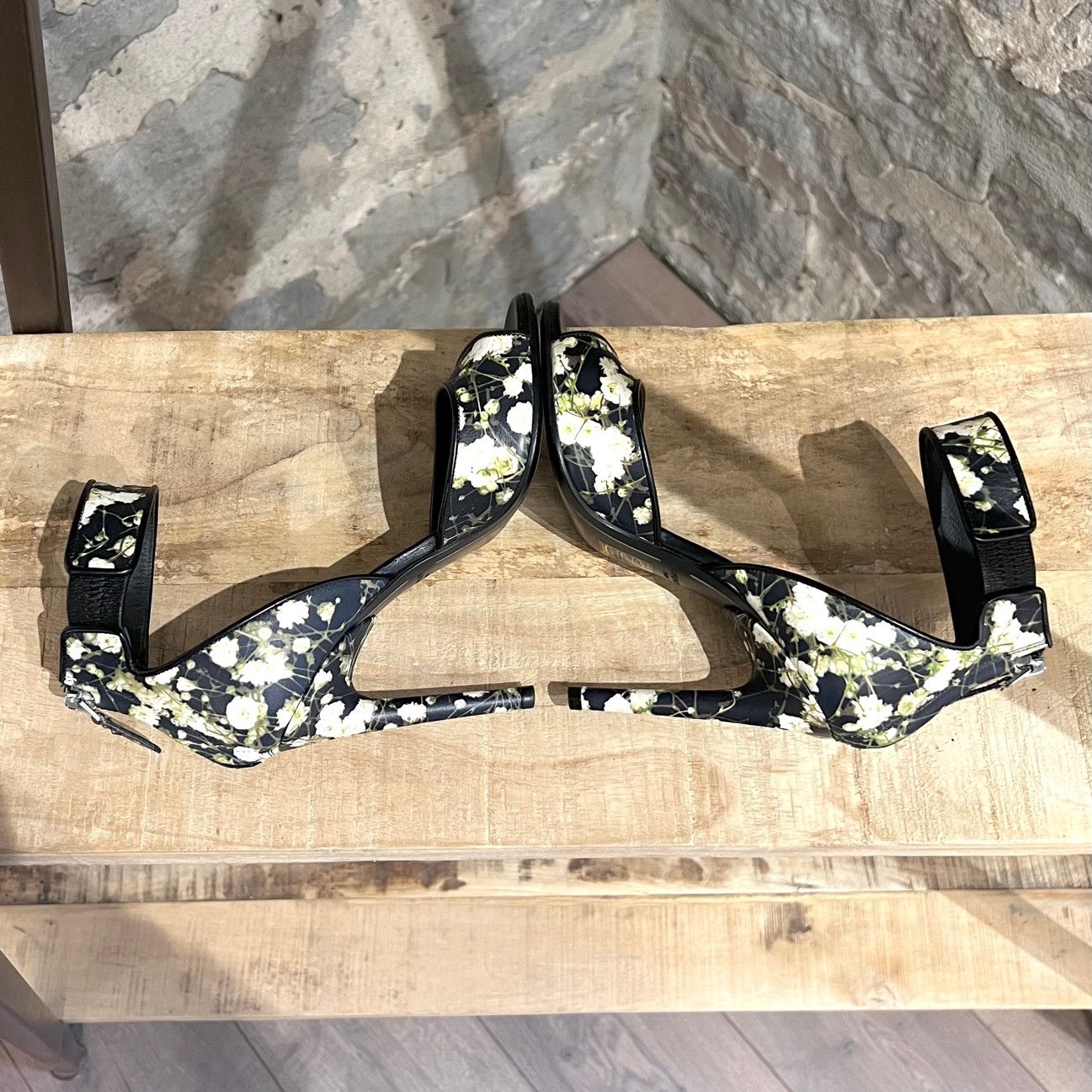Givenchy Givenchy Floral Baby's Breath Print Heeled Sandals Size US 5 / IT 35 - 6 Thumbnail