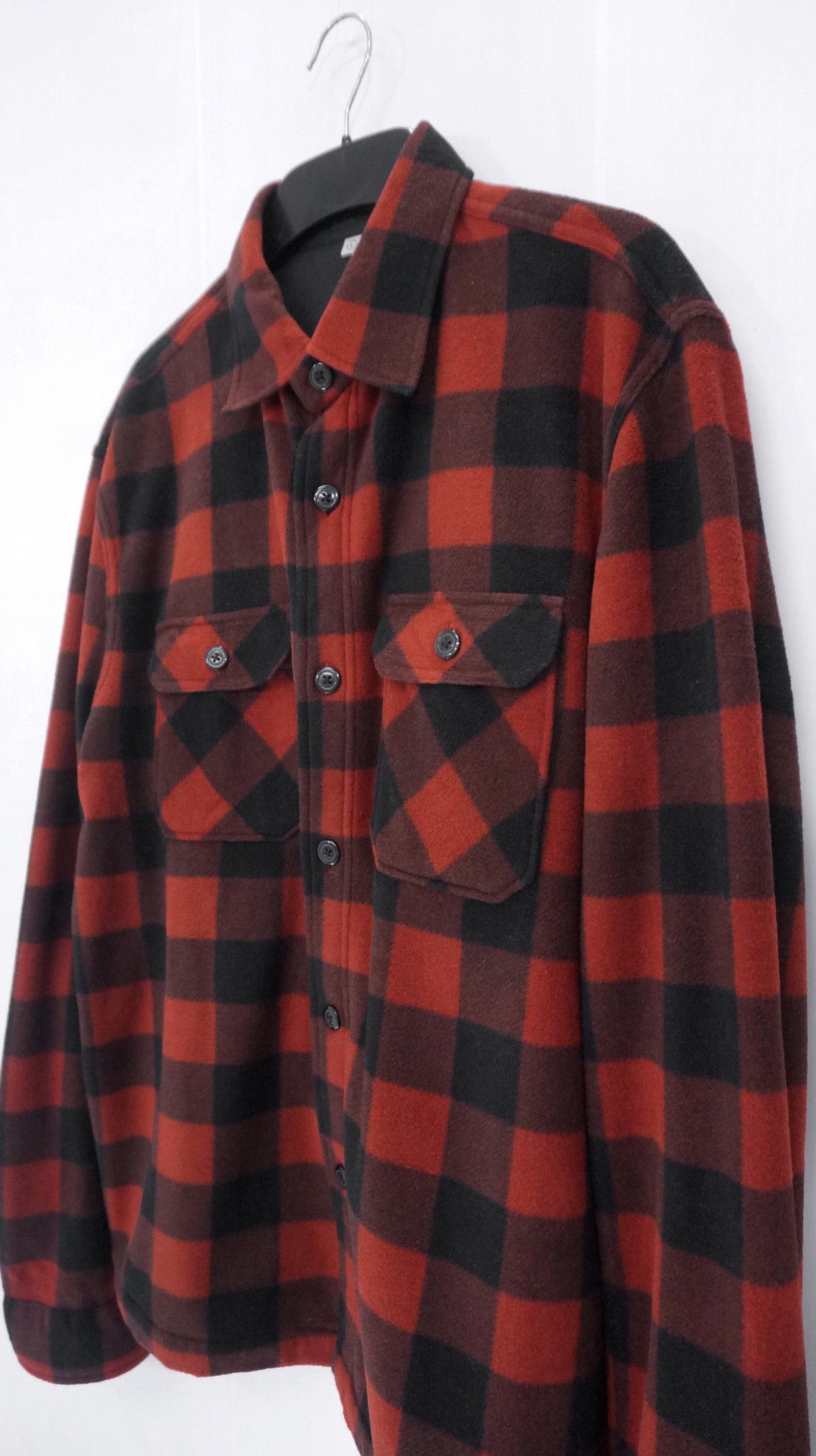 Japanese Brand Vintage UNIQLO Fleece Flannel Plaid Orange Dark Brown Shirt Size US M / EU 48-50 / 2 - 1 Thumbnail