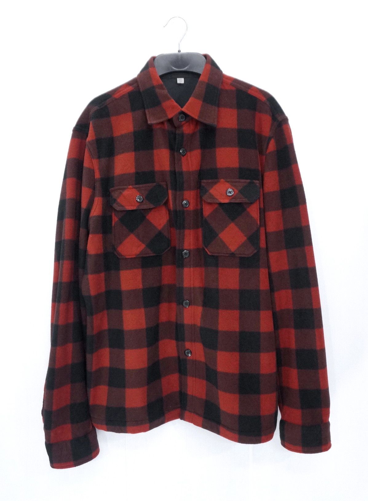 Japanese Brand Vintage UNIQLO Fleece Flannel Plaid Orange Dark Brown Shirt Size US M / EU 48-50 / 2 - 2 Thumbnail