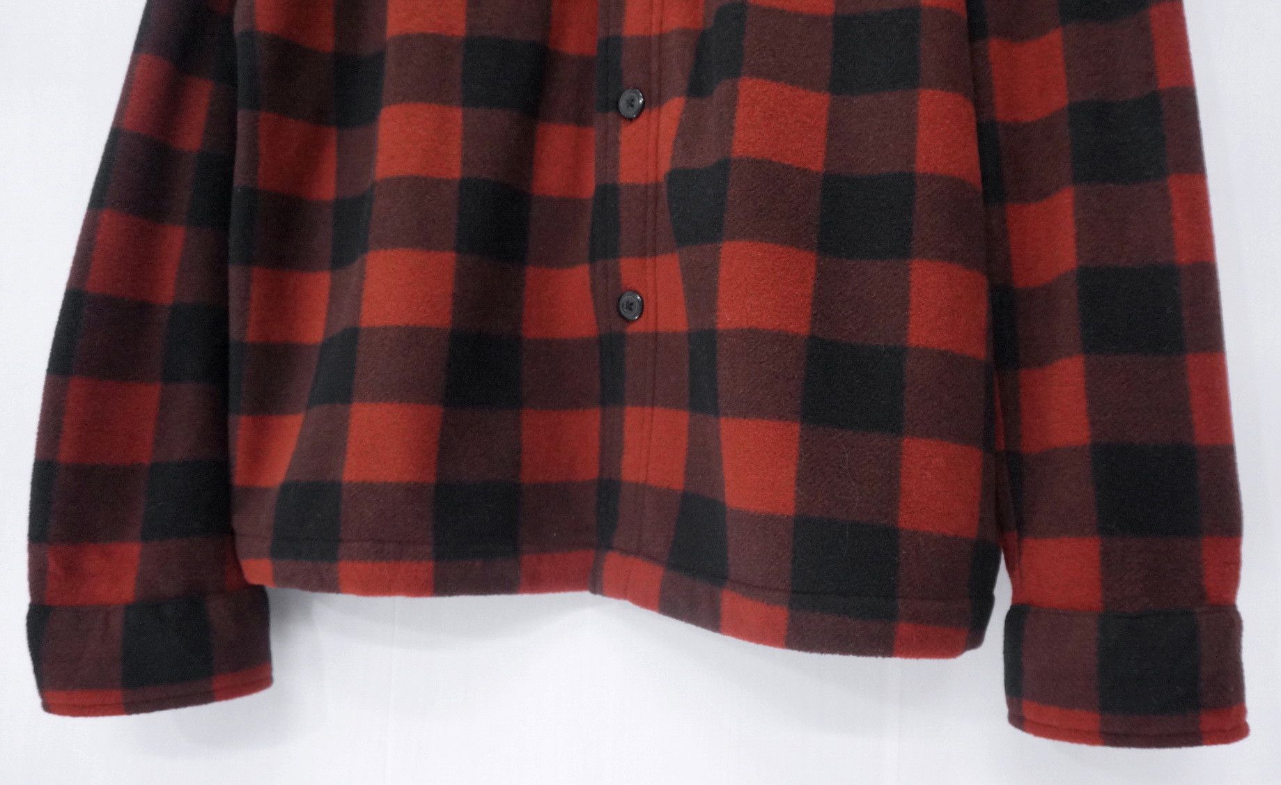 Japanese Brand Vintage UNIQLO Fleece Flannel Plaid Orange Dark Brown Shirt Size US M / EU 48-50 / 2 - 7 Thumbnail