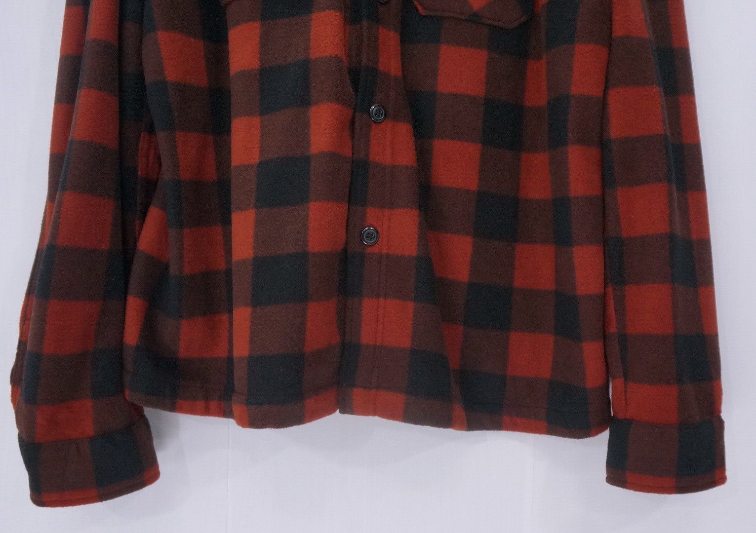 Japanese Brand Vintage UNIQLO Fleece Flannel Plaid Orange Dark Brown Shirt Size US M / EU 48-50 / 2 - 8 Thumbnail