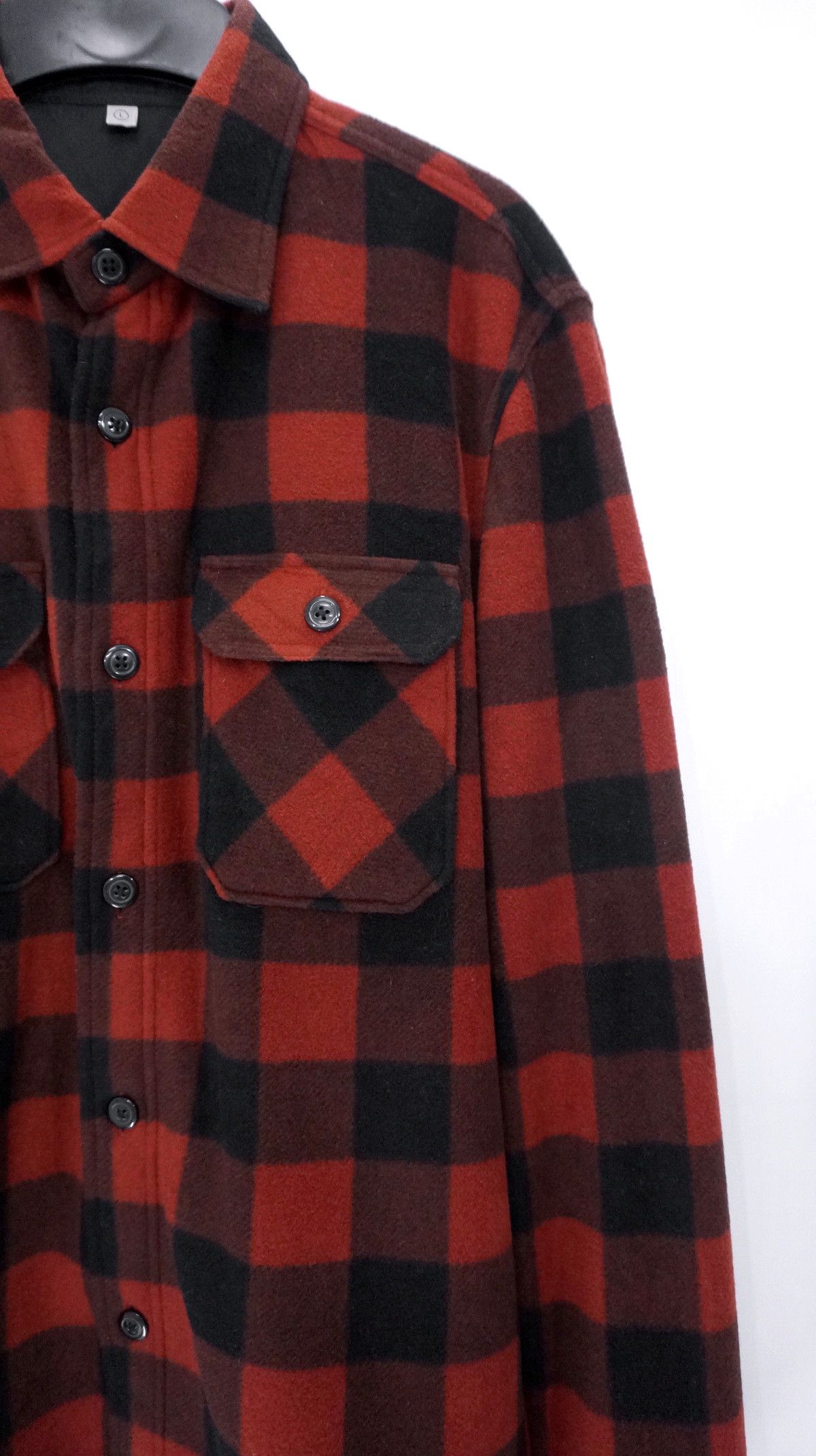 Japanese Brand Vintage UNIQLO Fleece Flannel Plaid Orange Dark Brown Shirt Size US M / EU 48-50 / 2 - 6 Thumbnail