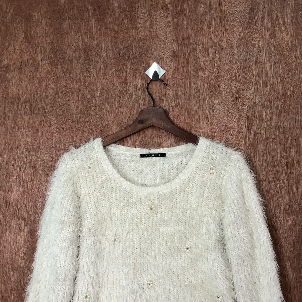 Homespun Knitwear Ingni White Shagy Shaggy Fur Mohair Knitwear #6423 Size XS / US 0-2 / IT 36-38 - 2 Thumbnail