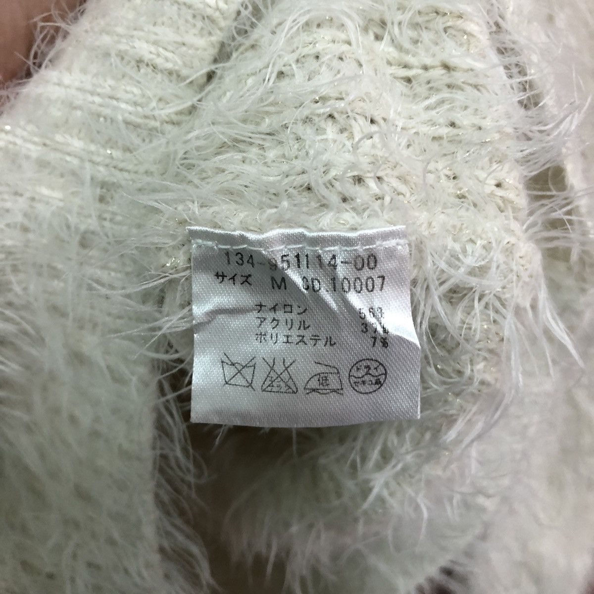 Homespun Knitwear Ingni White Shagy Shaggy Fur Mohair Knitwear #6423 Size XS / US 0-2 / IT 36-38 - 6 Thumbnail