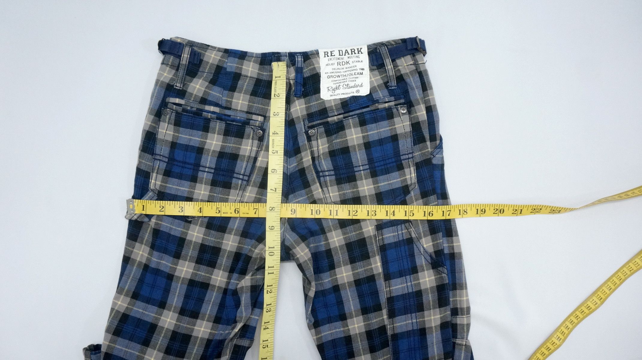 Japanese Brand Vtg RE DARK Plaid Blue Tartan Punk Skinny Pants Size US 28 / EU 44 - 17 Thumbnail