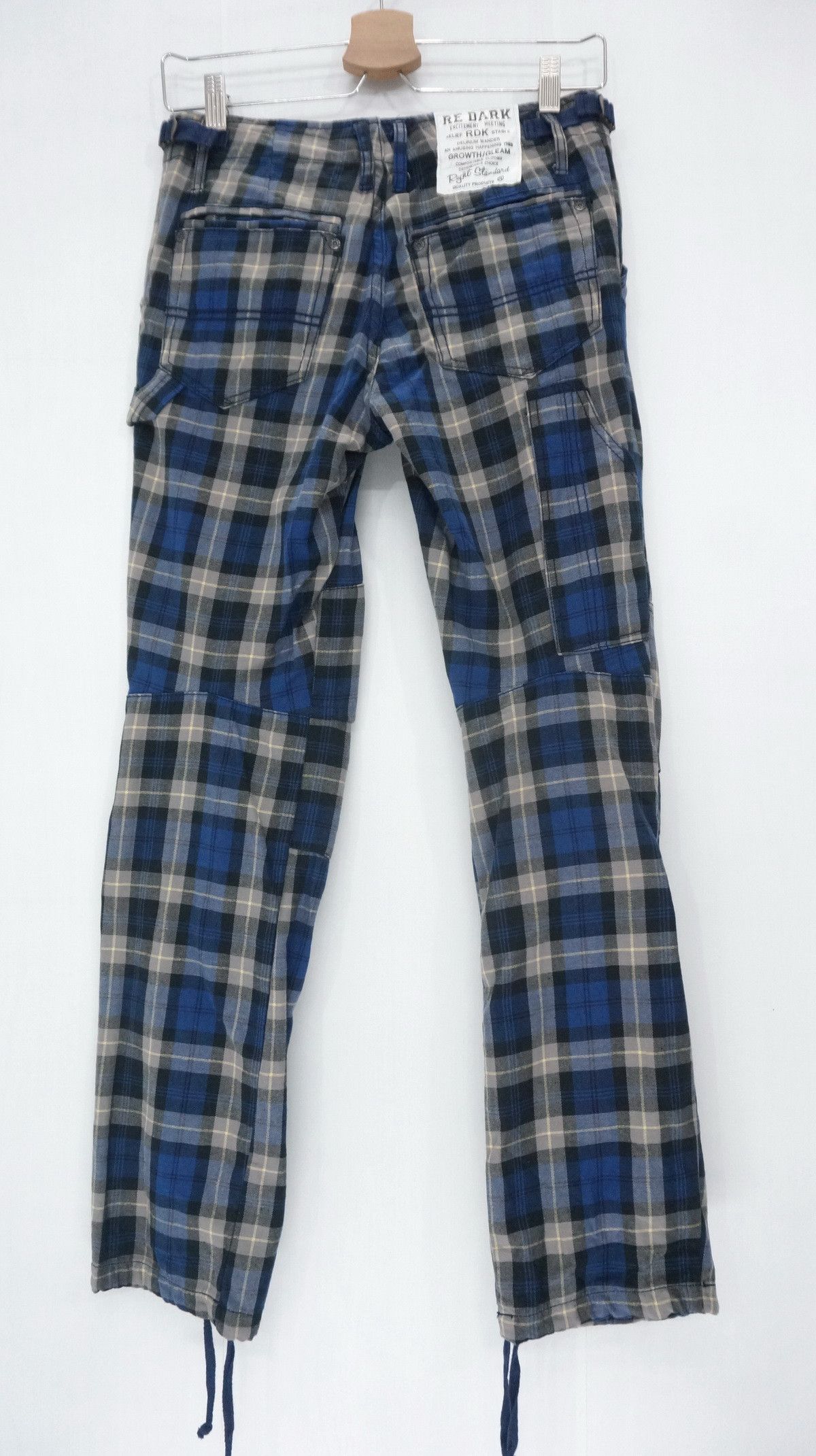 Japanese Brand Vtg RE DARK Plaid Blue Tartan Punk Skinny Pants Size US 28 / EU 44 - 4 Thumbnail