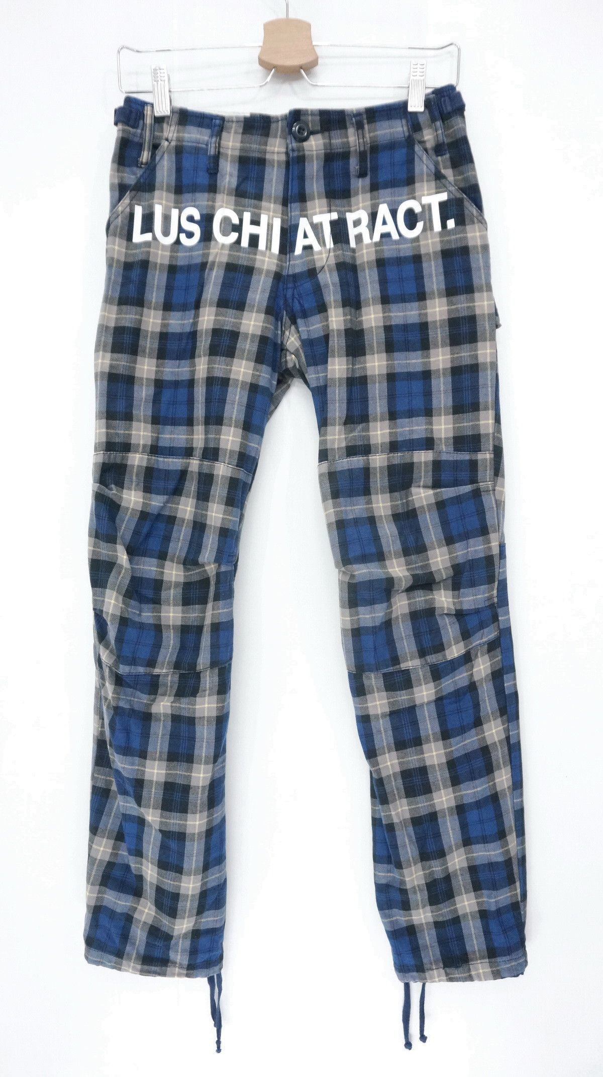 Japanese Brand Vtg RE DARK Plaid Blue Tartan Punk Skinny Pants Size US 28 / EU 44 - 1 Thumbnail