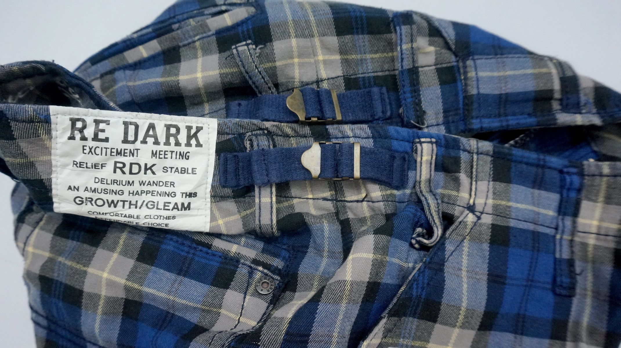 Japanese Brand Vtg RE DARK Plaid Blue Tartan Punk Skinny Pants Size US 28 / EU 44 - 7 Thumbnail