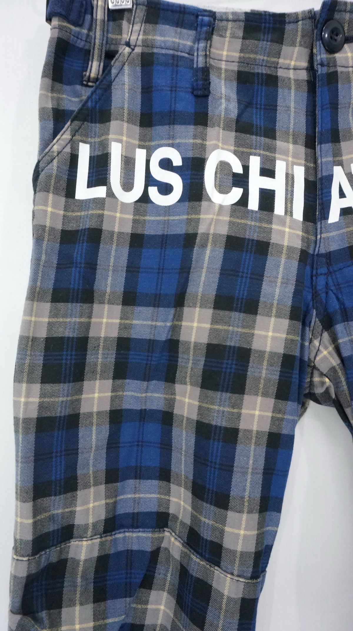 Japanese Brand Vtg RE DARK Plaid Blue Tartan Punk Skinny Pants Size US 28 / EU 44 - 3 Thumbnail