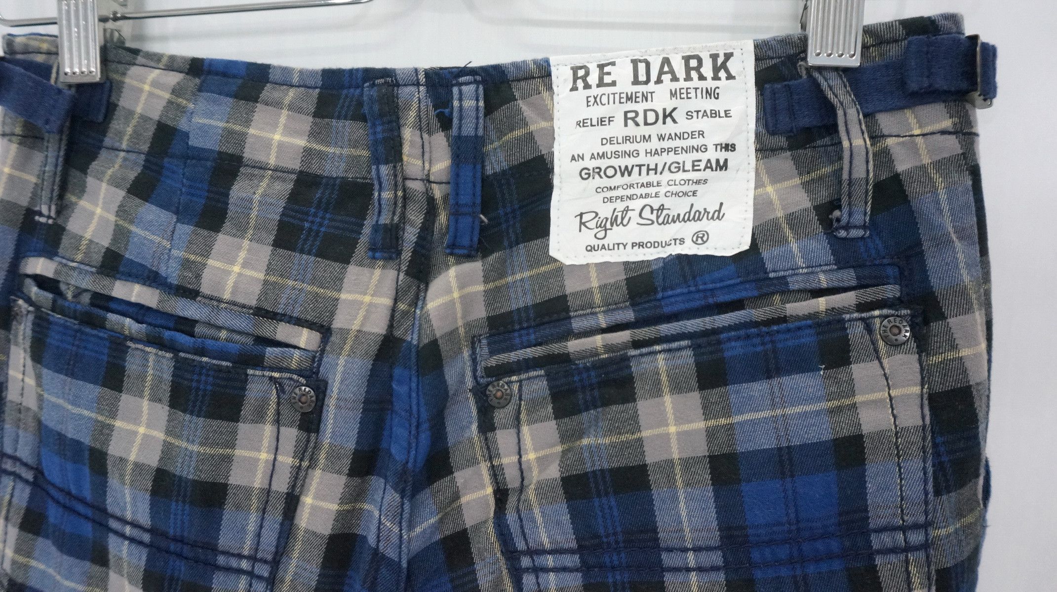 Japanese Brand Vtg RE DARK Plaid Blue Tartan Punk Skinny Pants Size US 28 / EU 44 - 11 Thumbnail